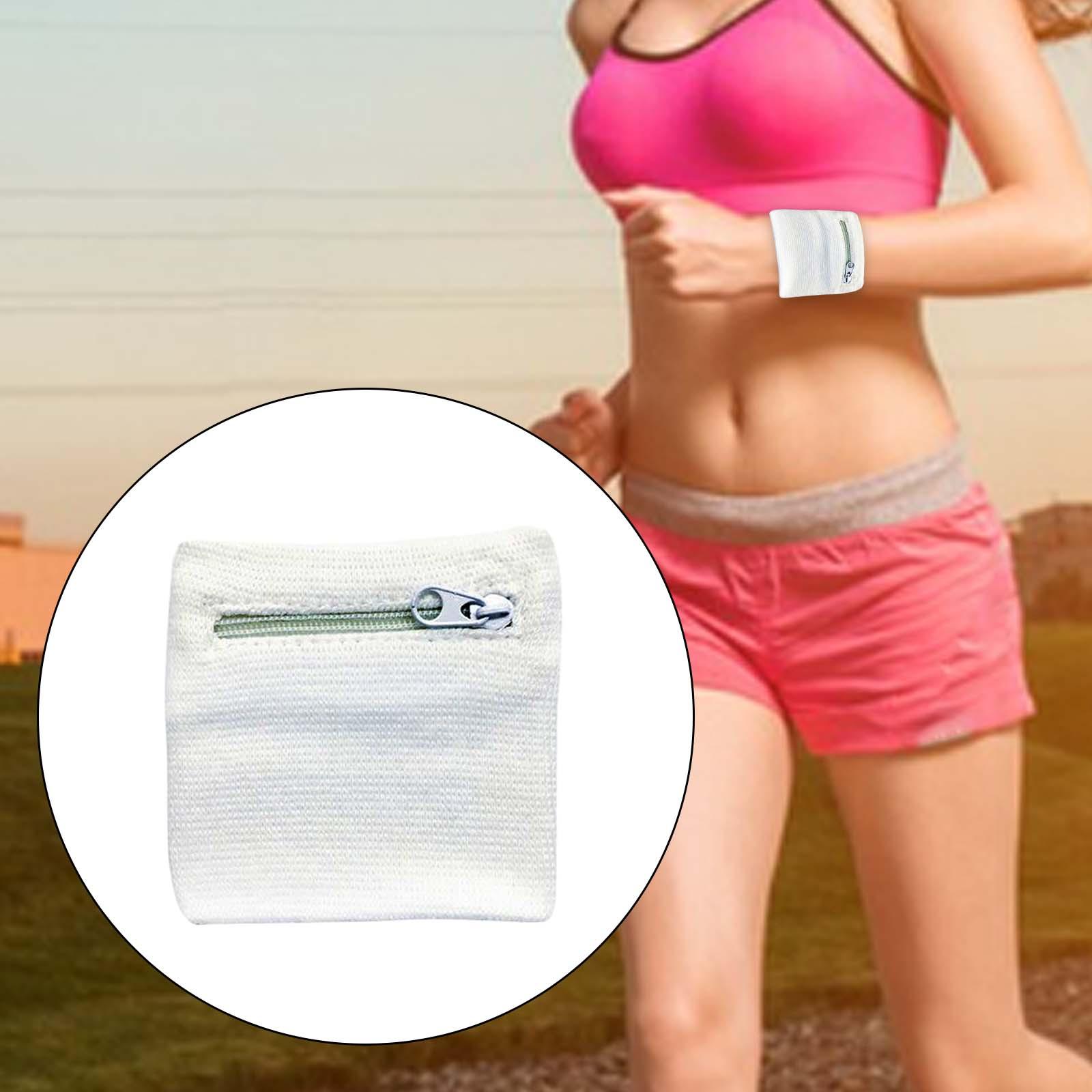 Wrist Wallet Pouch Bag Band Zipper Running Running Sports Pocket White