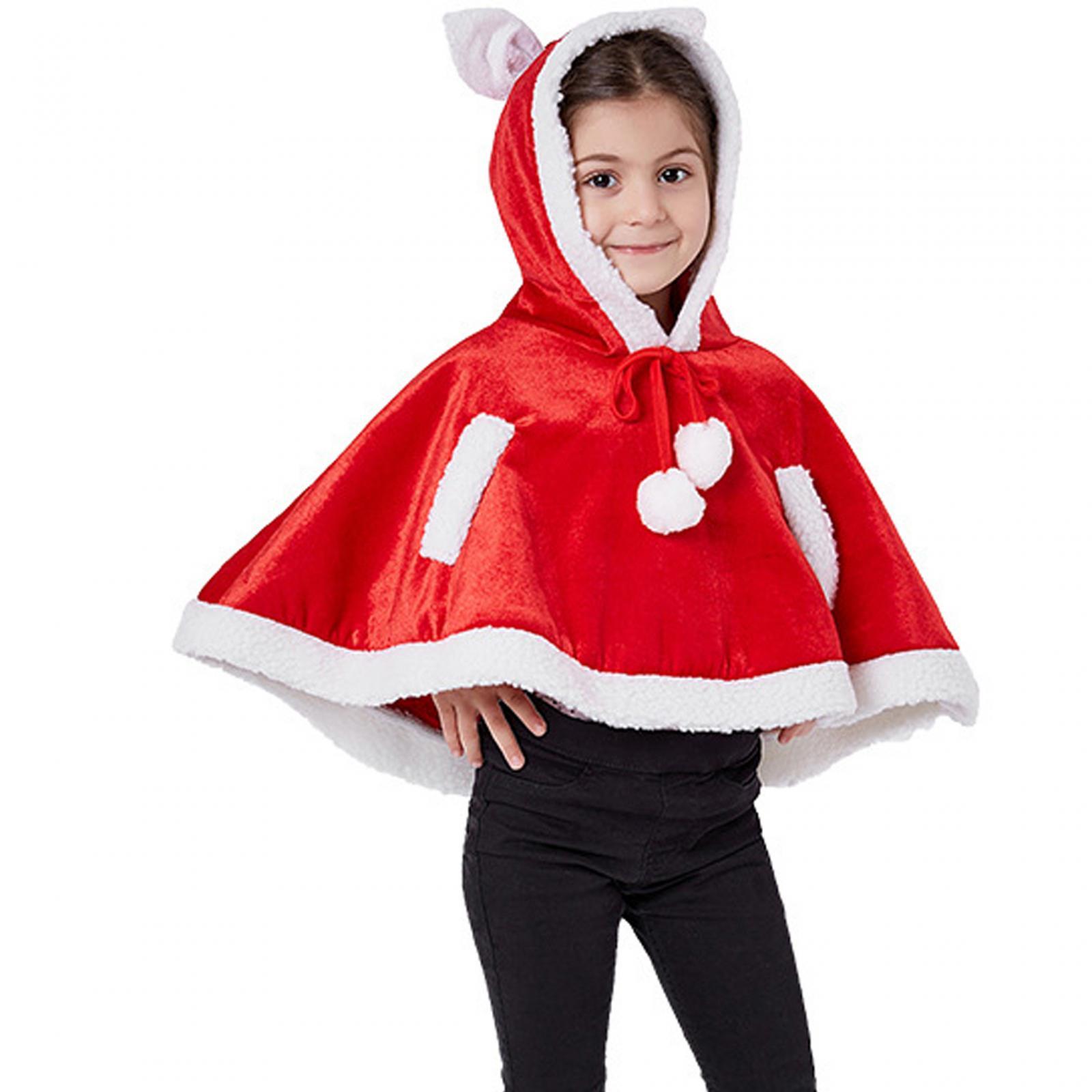 Christmas Shawl Cloak Cape Hooded Shawl for Carnival Performance Outfit