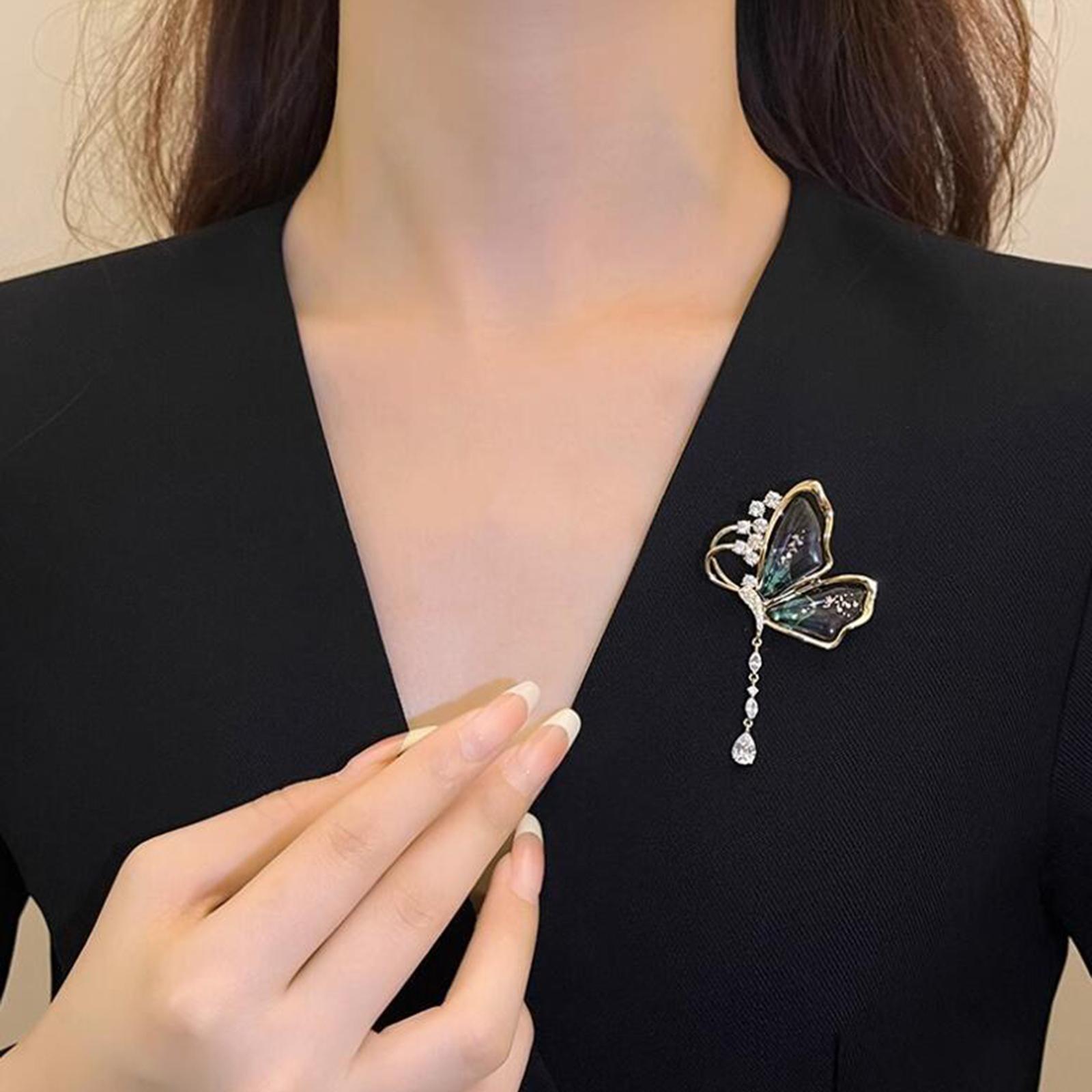 Butterfly Brooch Pin Modern Alloy Lapel Badge for Clothing Sweater Cheongsam