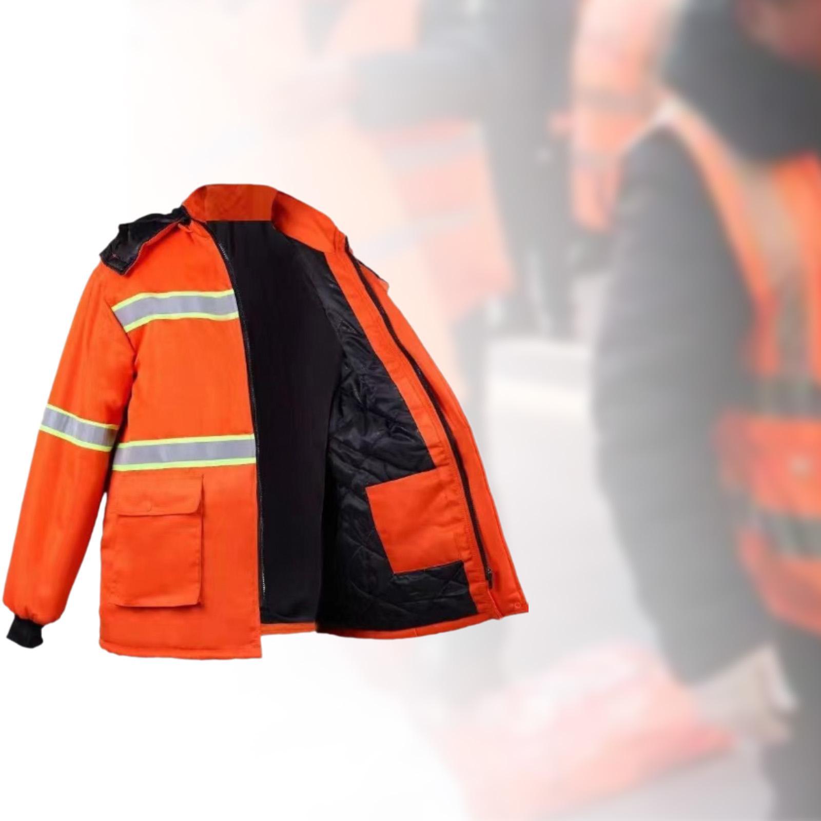 Safe Jacket High Visibility Removable Hood Multi Pockets Construction Coat XL