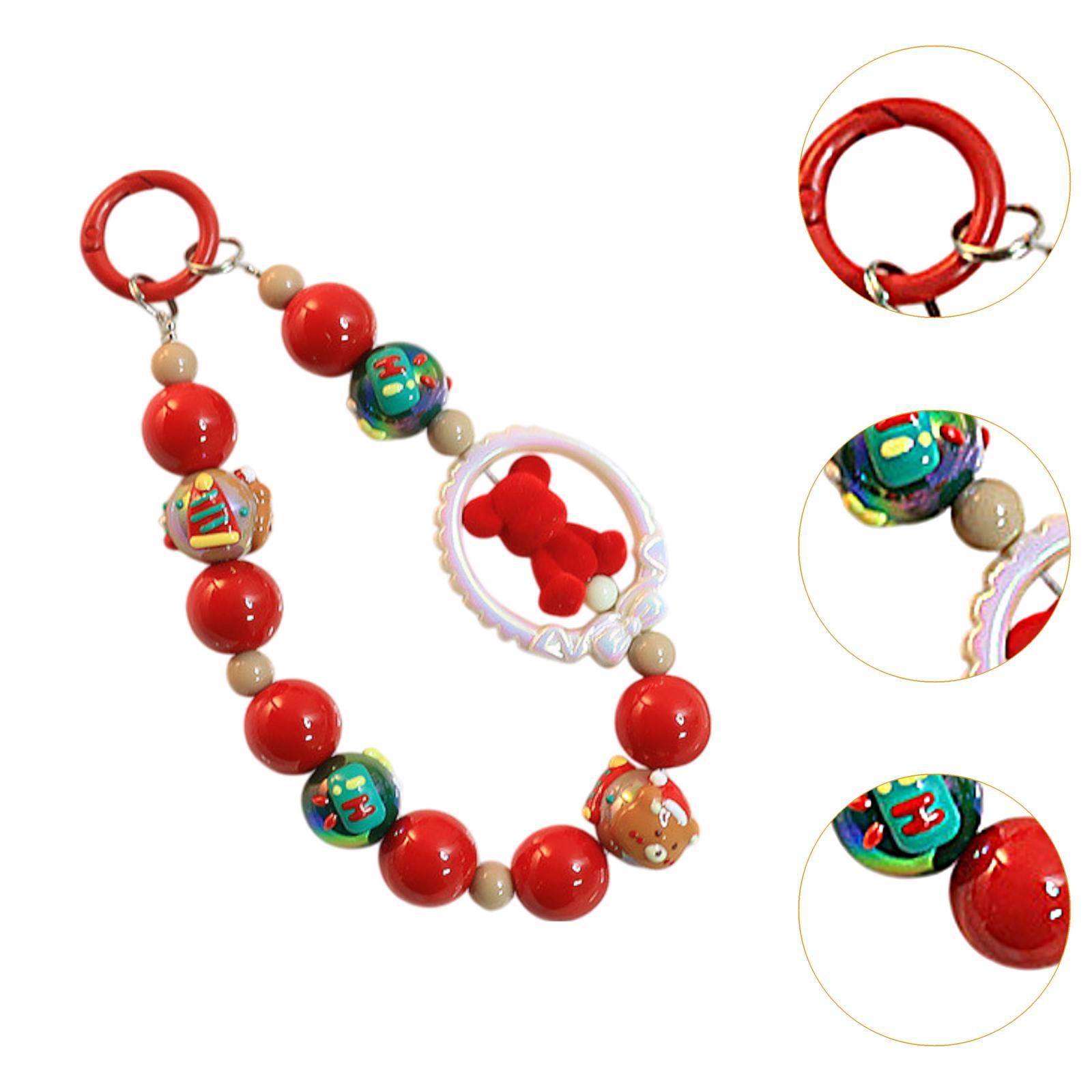 Christmas Beaded Keychain Fashion Lightweight for Women Mobile Phone Lanyard