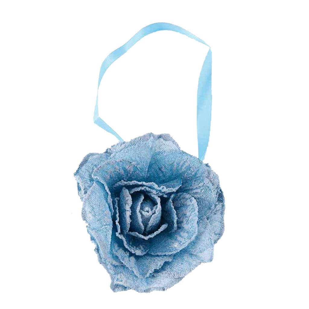 Seersucker Flower Magnetic Decorative Curtain Drapes Tiebacks Blue