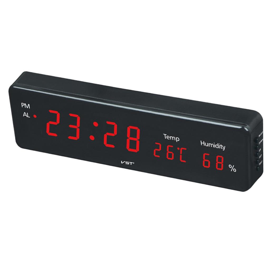 Led Digital Alarm Clock Temperature Humidity Display Clock  Red