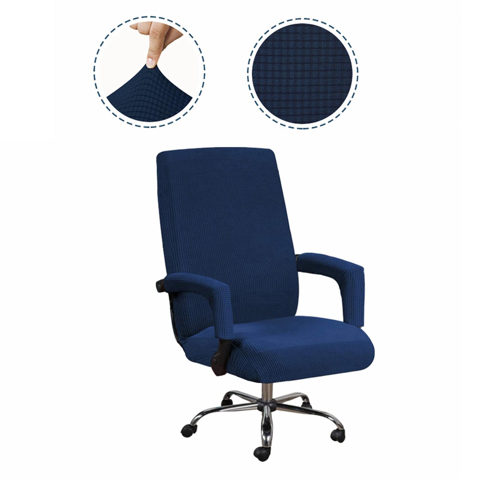 Home Office Computer Chair Full Stretchable Rotate Chair Seat Cover Navy XL