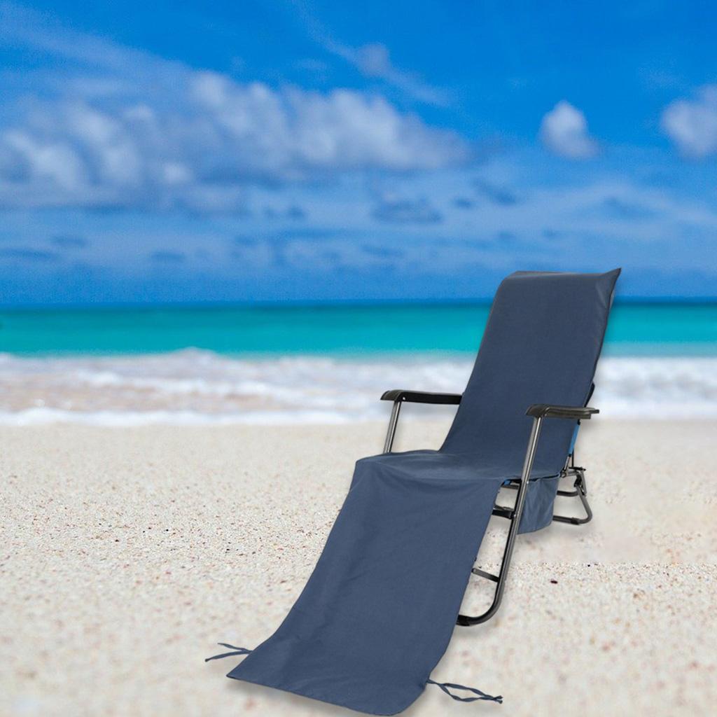 Lounge Chair Cover Microfiber Chaise Towels Terry for Beach Pool  Black