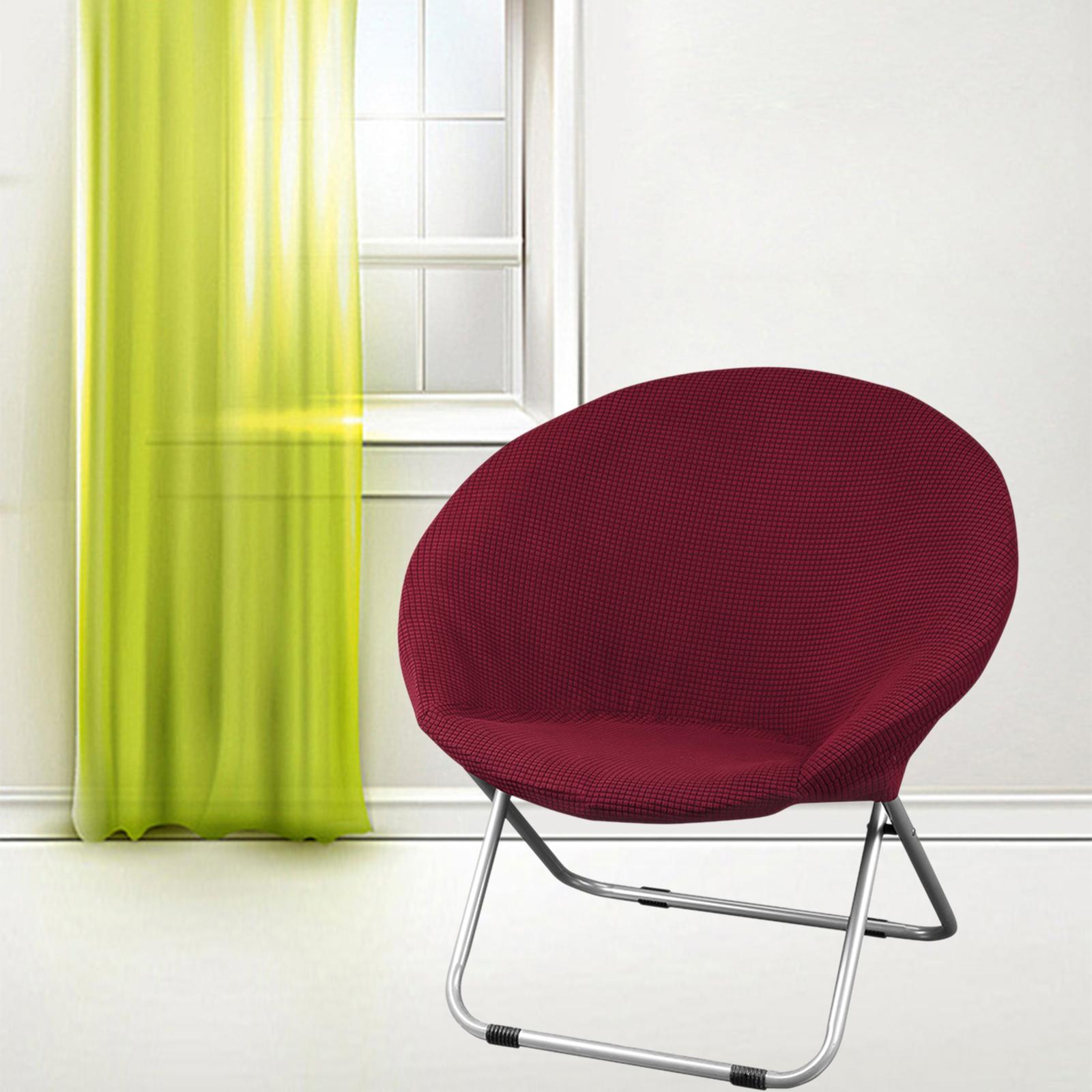 Jacquard Fabric Saucer Chair Slipcover Stretch Removable Moon Chair Cover wine red
