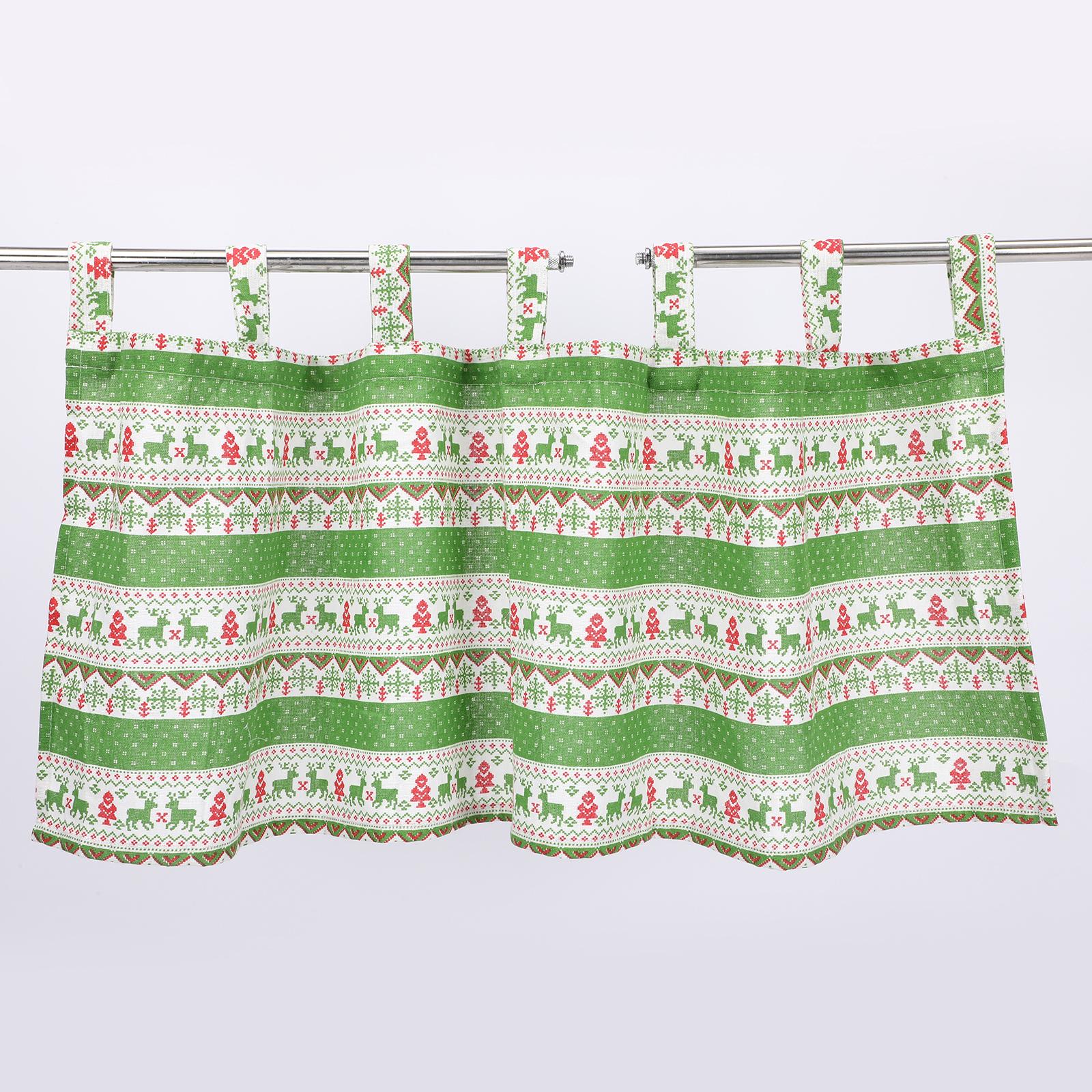 Short Christmas Curtain Valance for Light Blocking Bedroom 137x61cm  Green