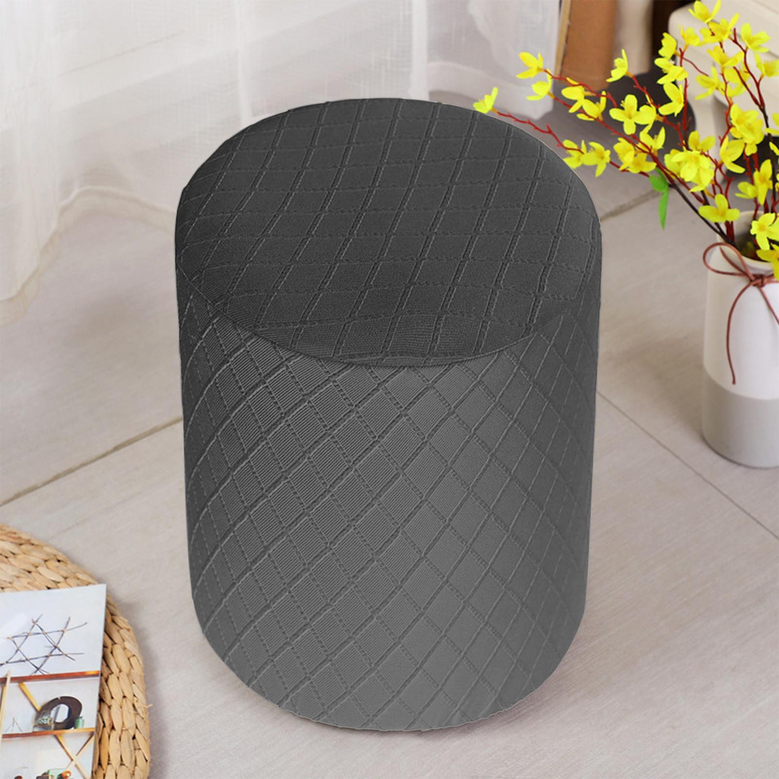 3xRound Stretch Ottoman Slipcovers Footrest Sofa Cover Foot Stool Covers Grey