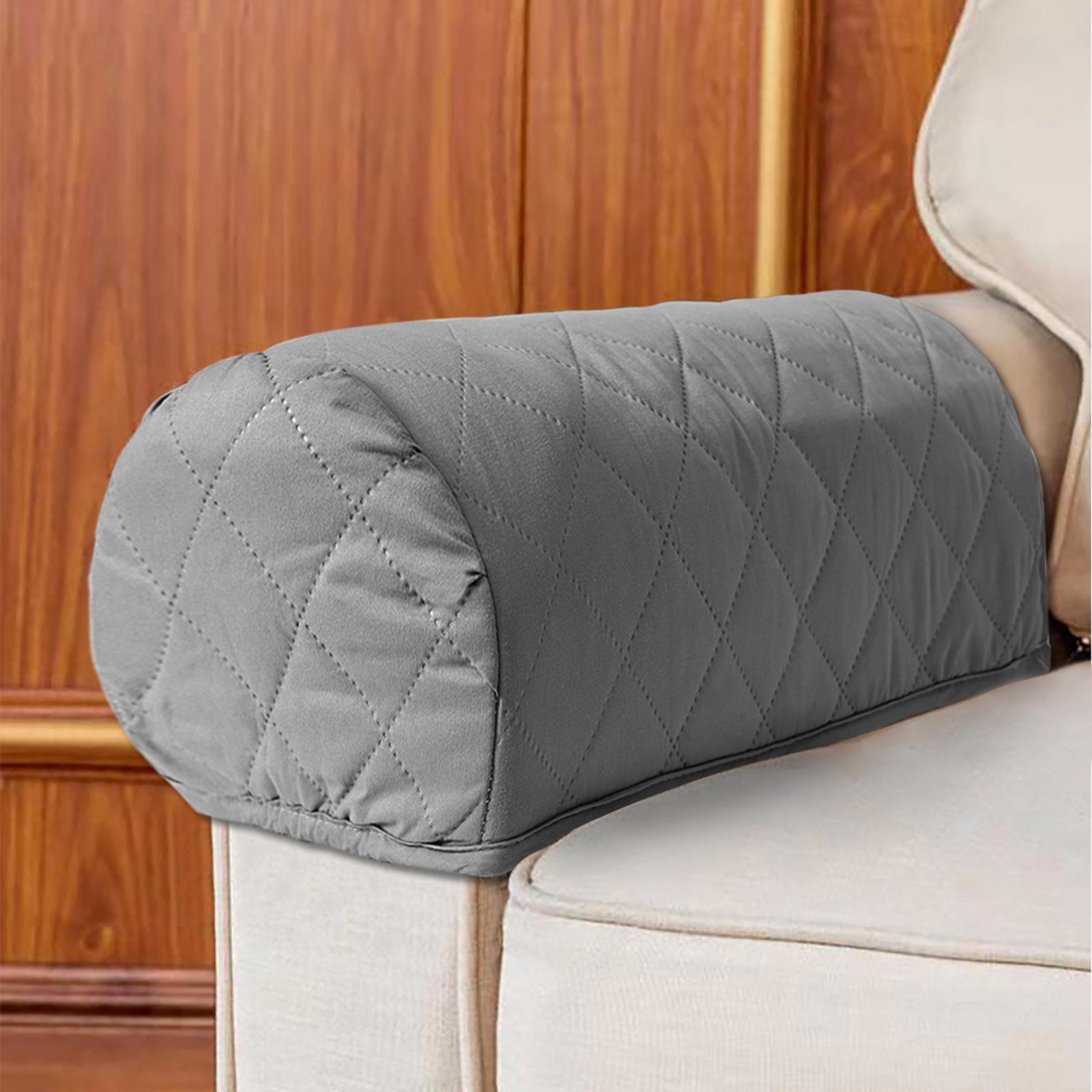 3xSofa Armrest Cover Slipcovers Waterproof Stretch Protective Cloth Grey