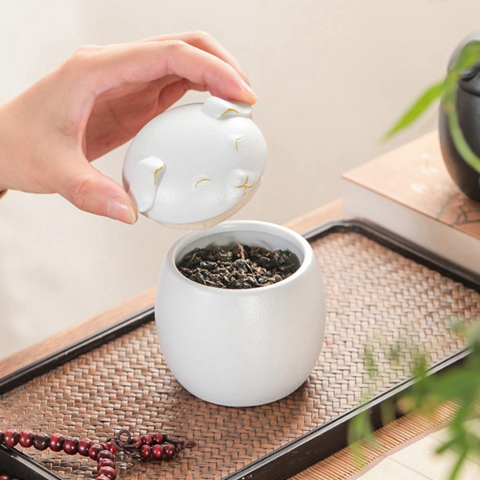 Tea Canister with Lid tea Containers Countertop White