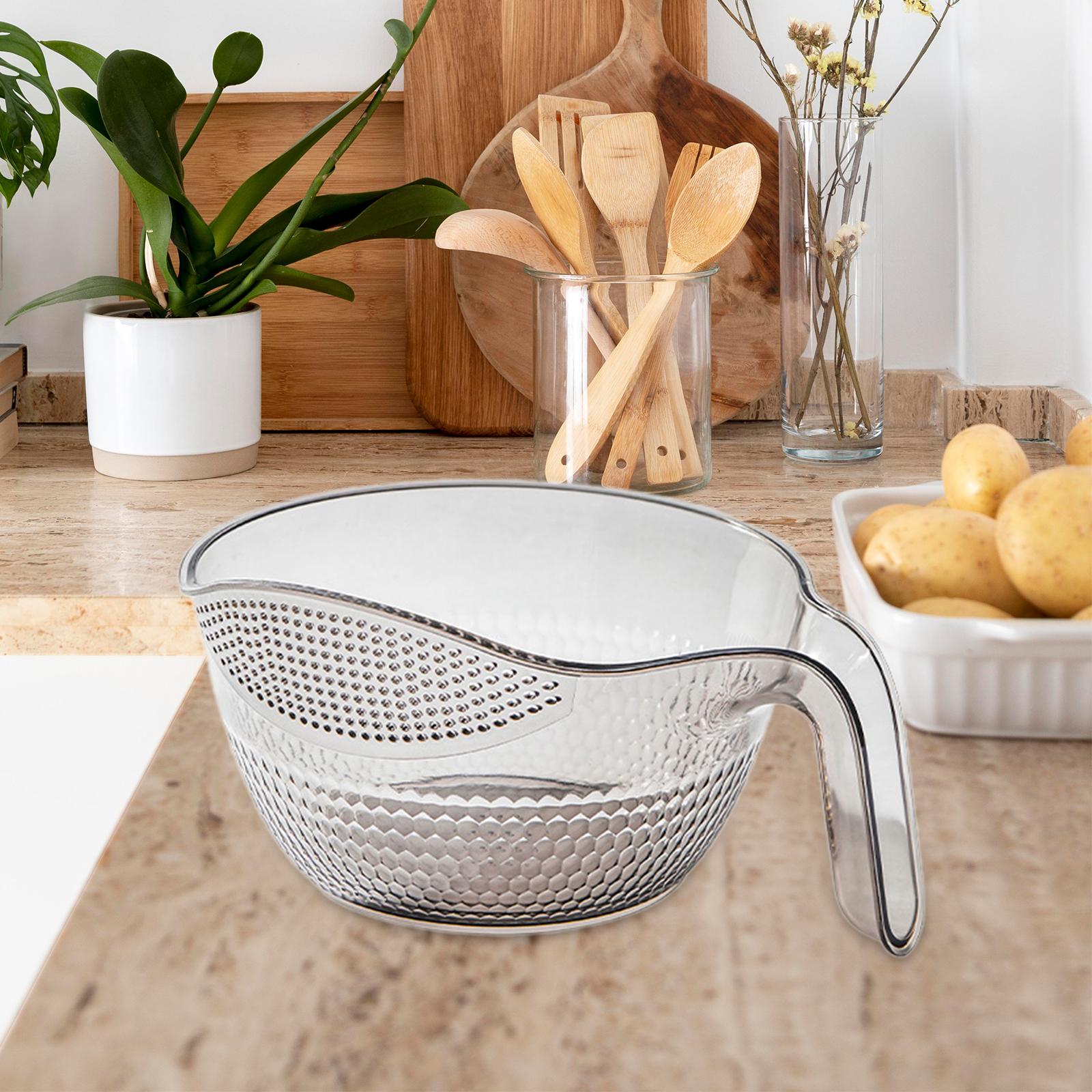 Rice Washing Colander Kitchen Gadgets Household Portable Rice Washing Basket Gray
