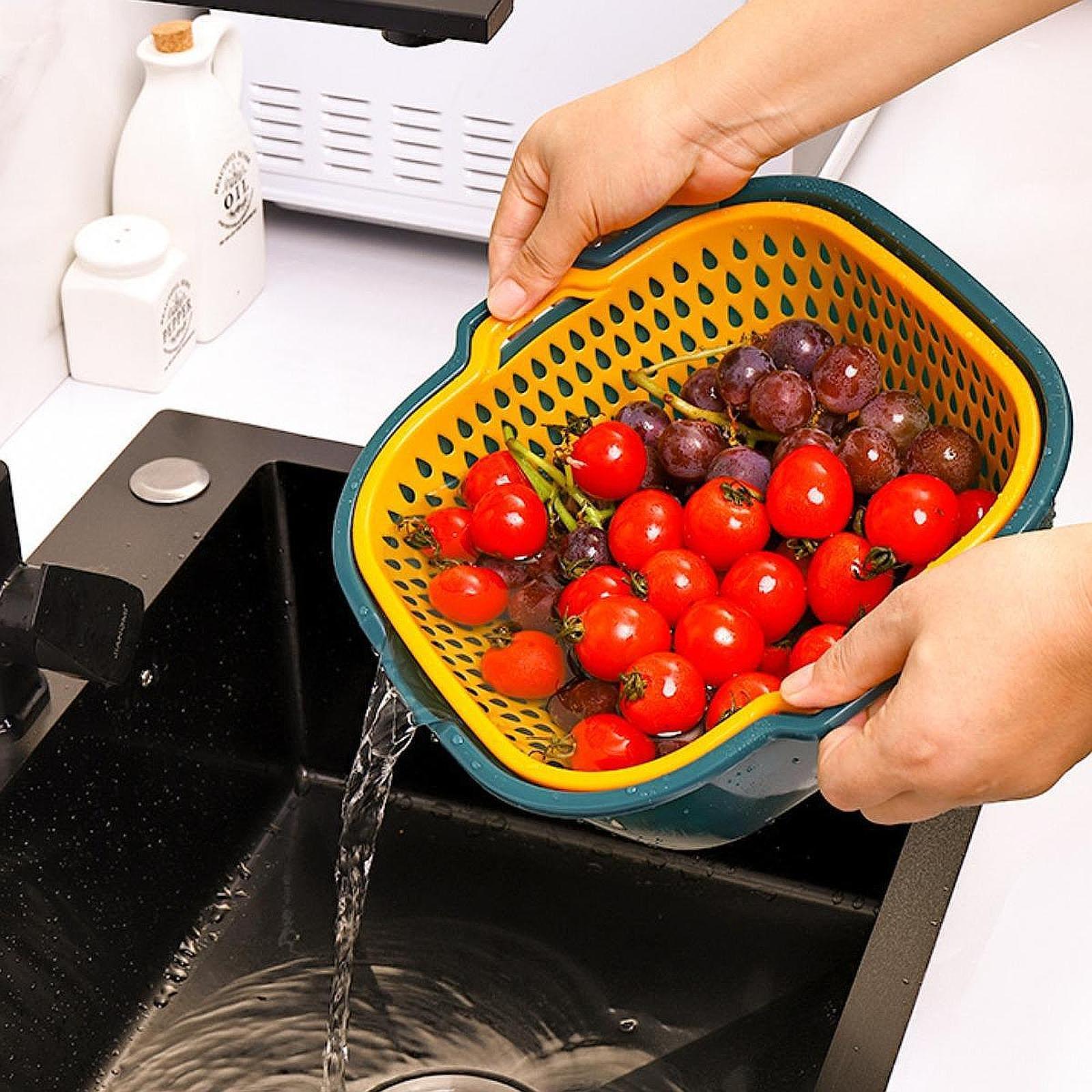 Fruit Vegetable Washing Basket Household Sturdy for Spaghetti Salads Kitchen 24cmx22cmx9cm