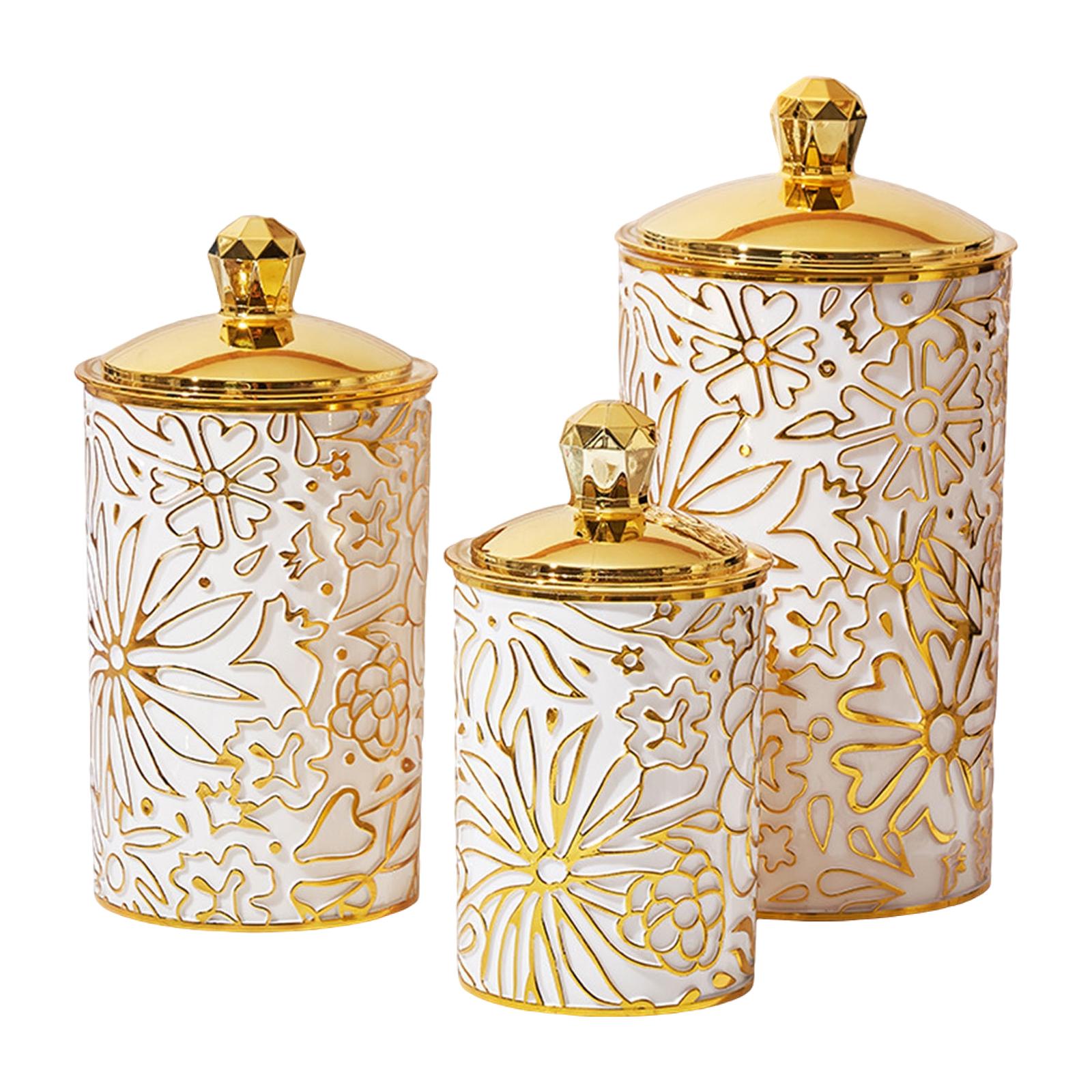 3 Pieces Food Storage Jar Round Cereal Canister for Sugar Coffee Beans Pasta