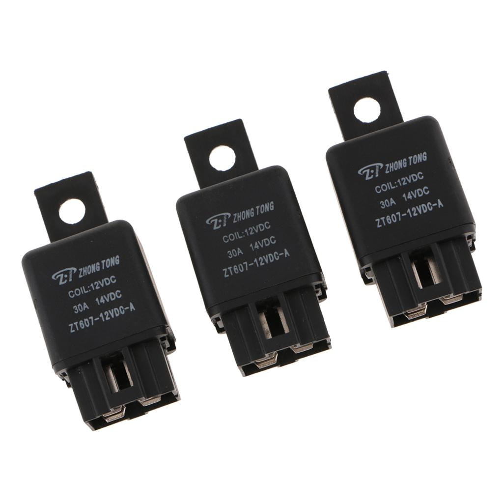3x3PCS ZT607 DC12V 30A 4Pin Heavy Duty SPST Relay High Switching Capability