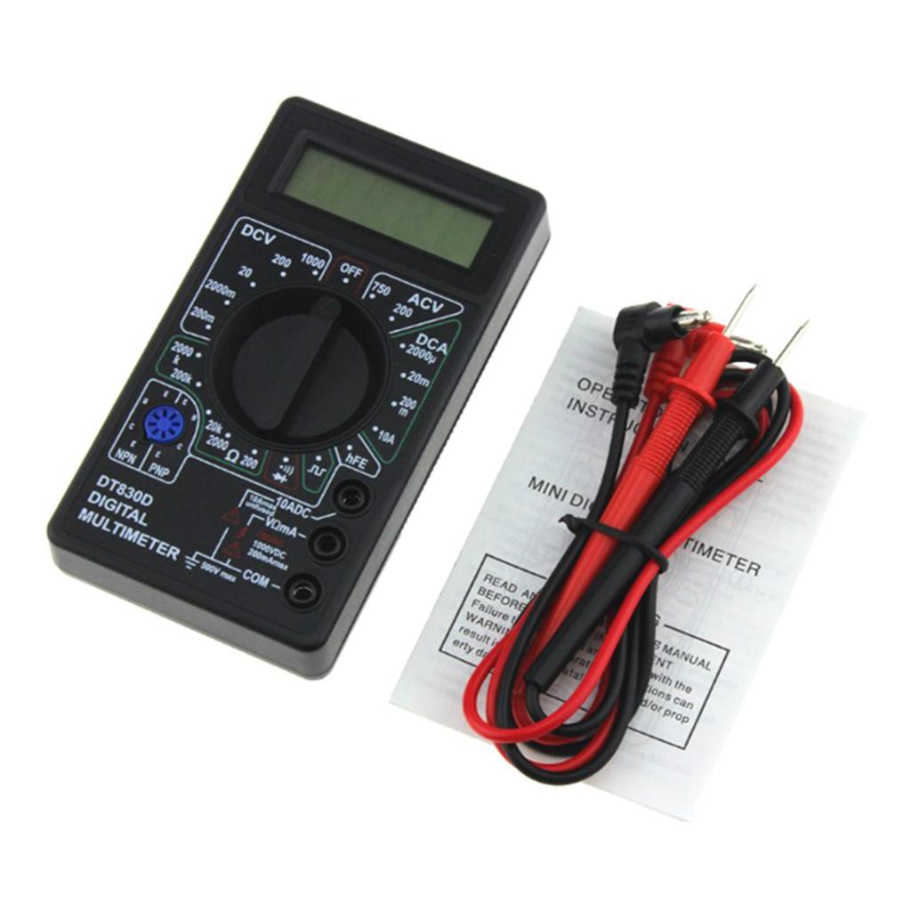 DT830D Digital Multimeter Tester Auto AC/DC Ammeter Voltmeter Black