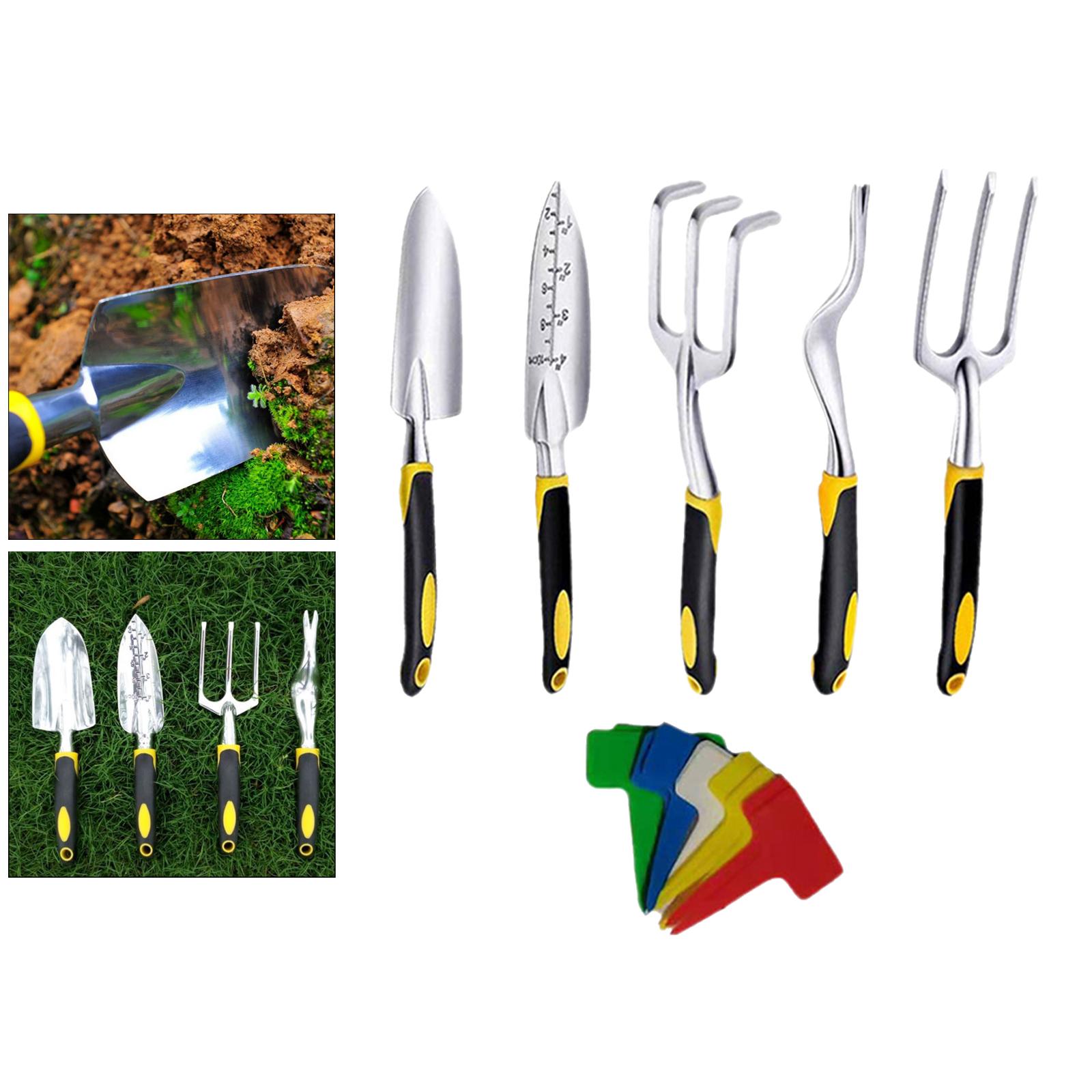 5pcs Heavy Duty Gardening Supplies Gifts Trowel Cultivator Weeding Fork Kit