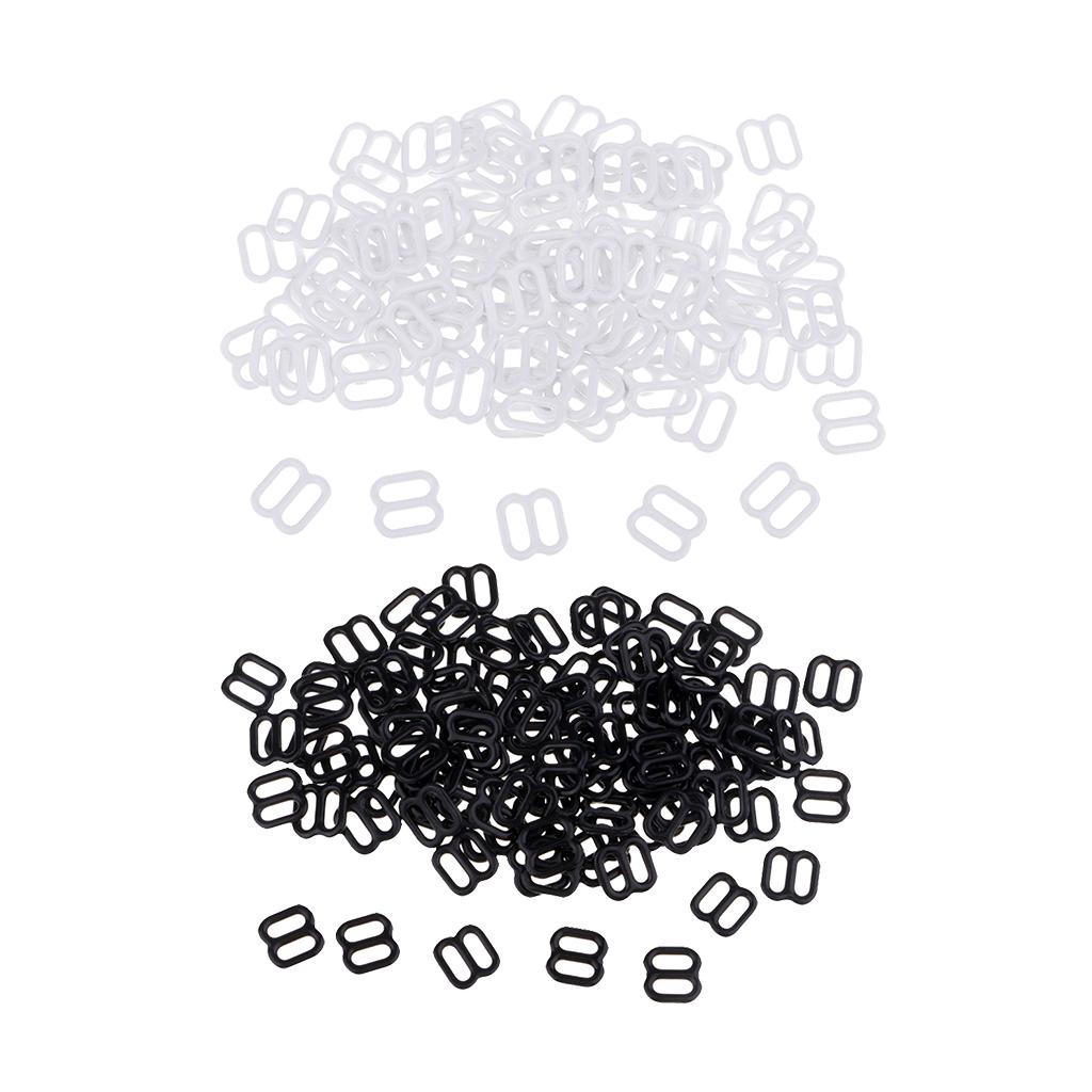 100Pcs Metal Bra Strap Adjustment Sliders Hooks Fig 8 Lingerie Sewing Black