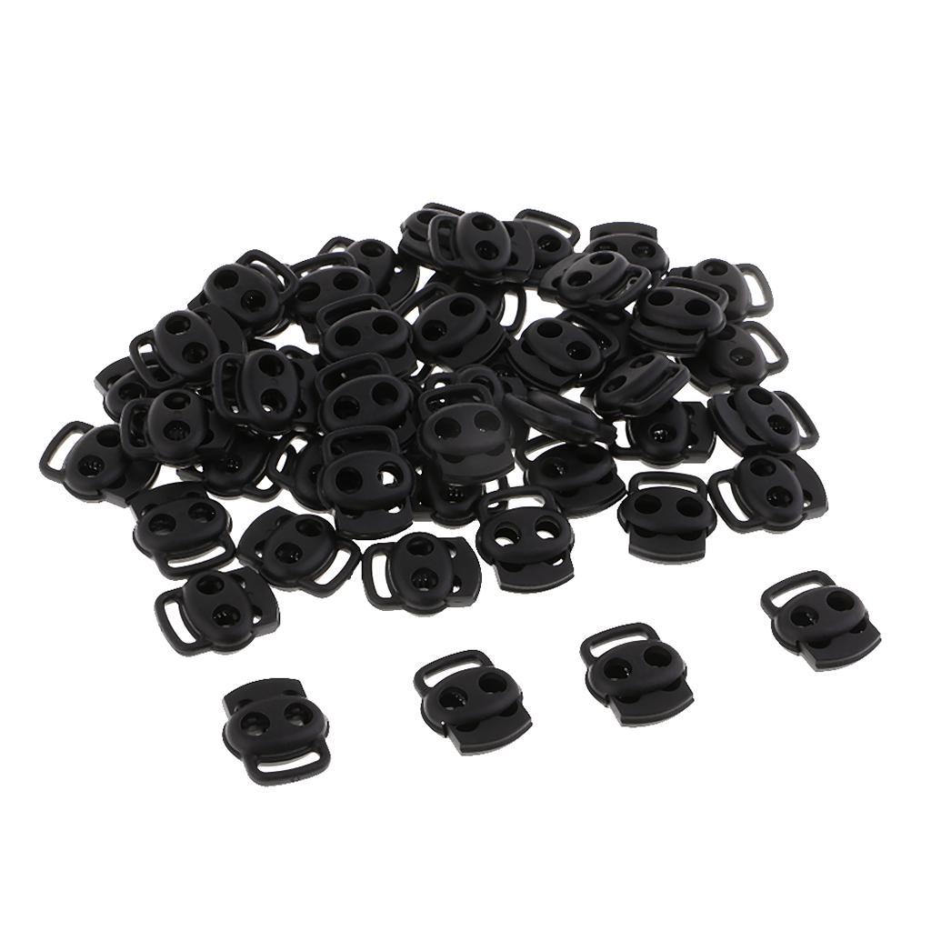 50 Pieces Plastic Oval Bean Double Hole String Stopper Toggle Buckle Cord Locks End for Lanyard Backpack Sportwear Shoelace Tent