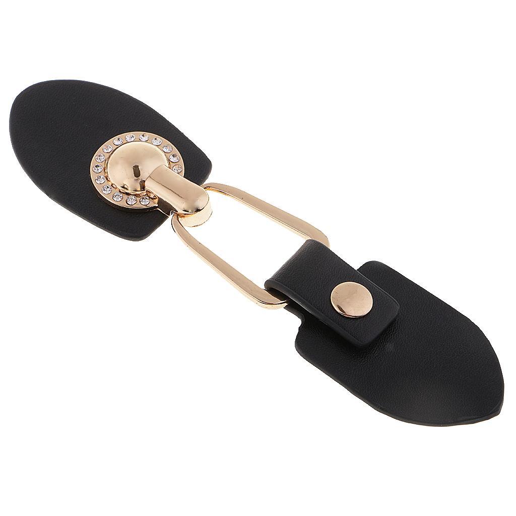 1 Pair PU Leather Toggle Buttons with Gold Metal Hooks for Clothing Jackets - Picture 2 of 4