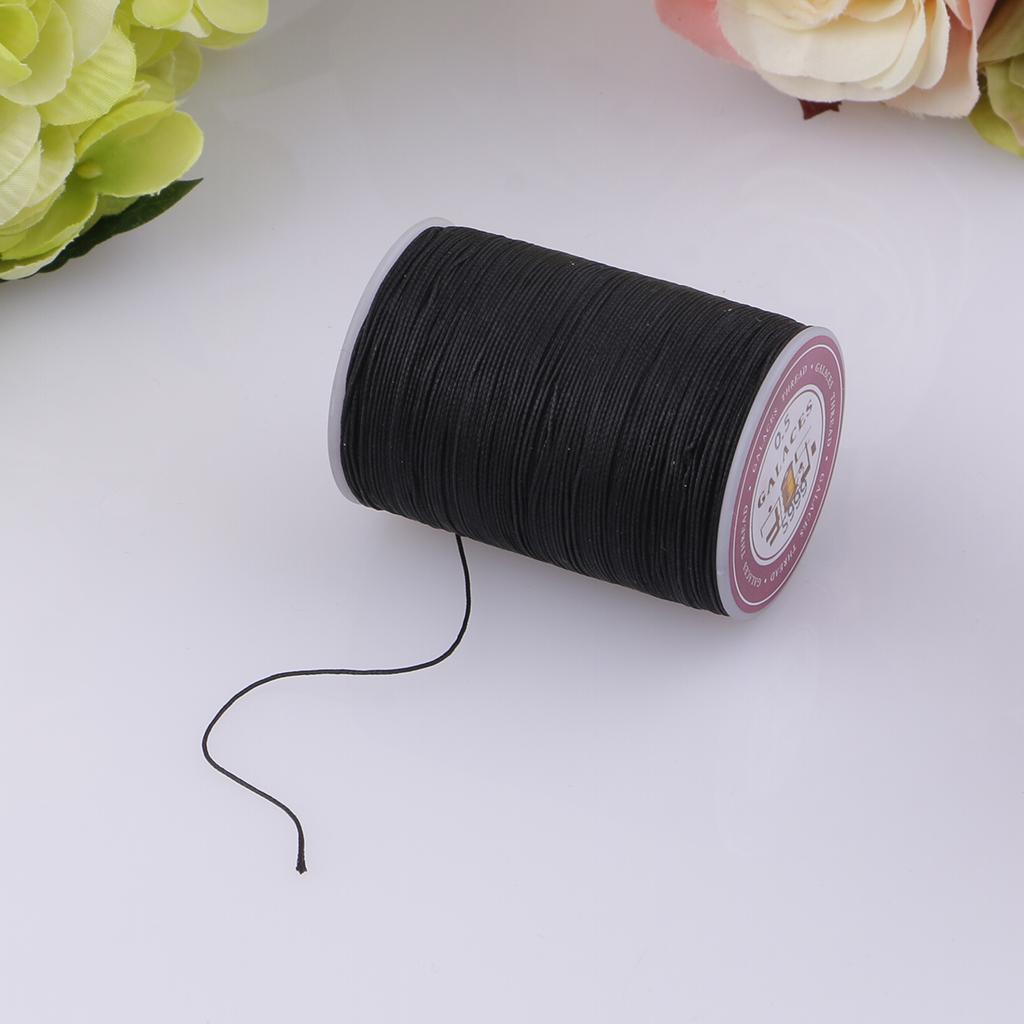 130 Meters 0.5mm Round Polyester Waxed Thread Sewing Stitching Black