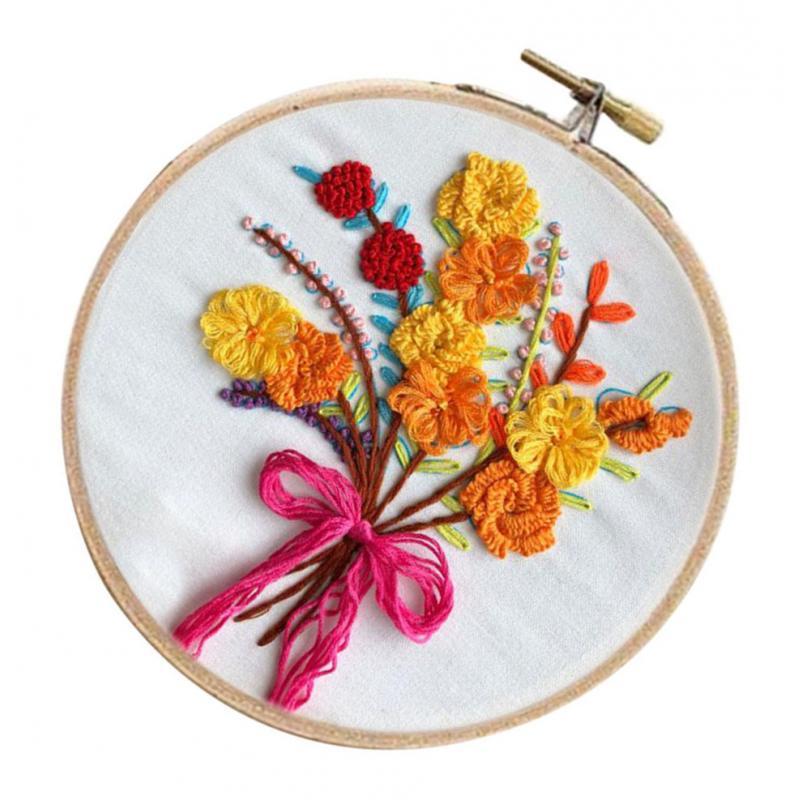 Embroidery Starter Kit with Pattern Cross Stitch Flower Needlework