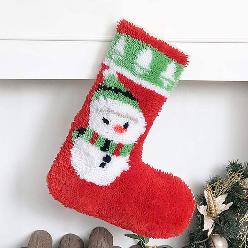 Creative Latch Hook Kits Christmas Sock Design Rug Carpet Making Snowman