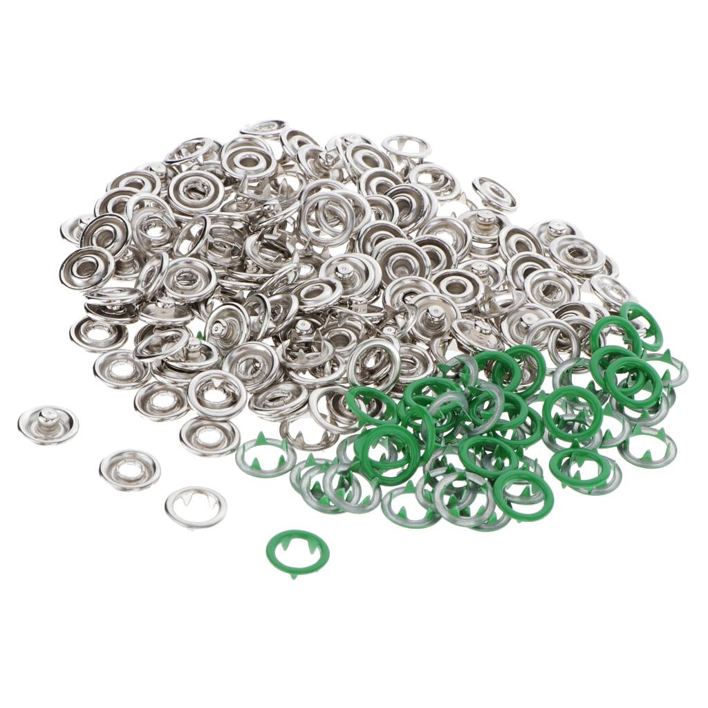 50 Sets Hollow Five Claw Button Prong Snap Buttons Iron Fasteners Green