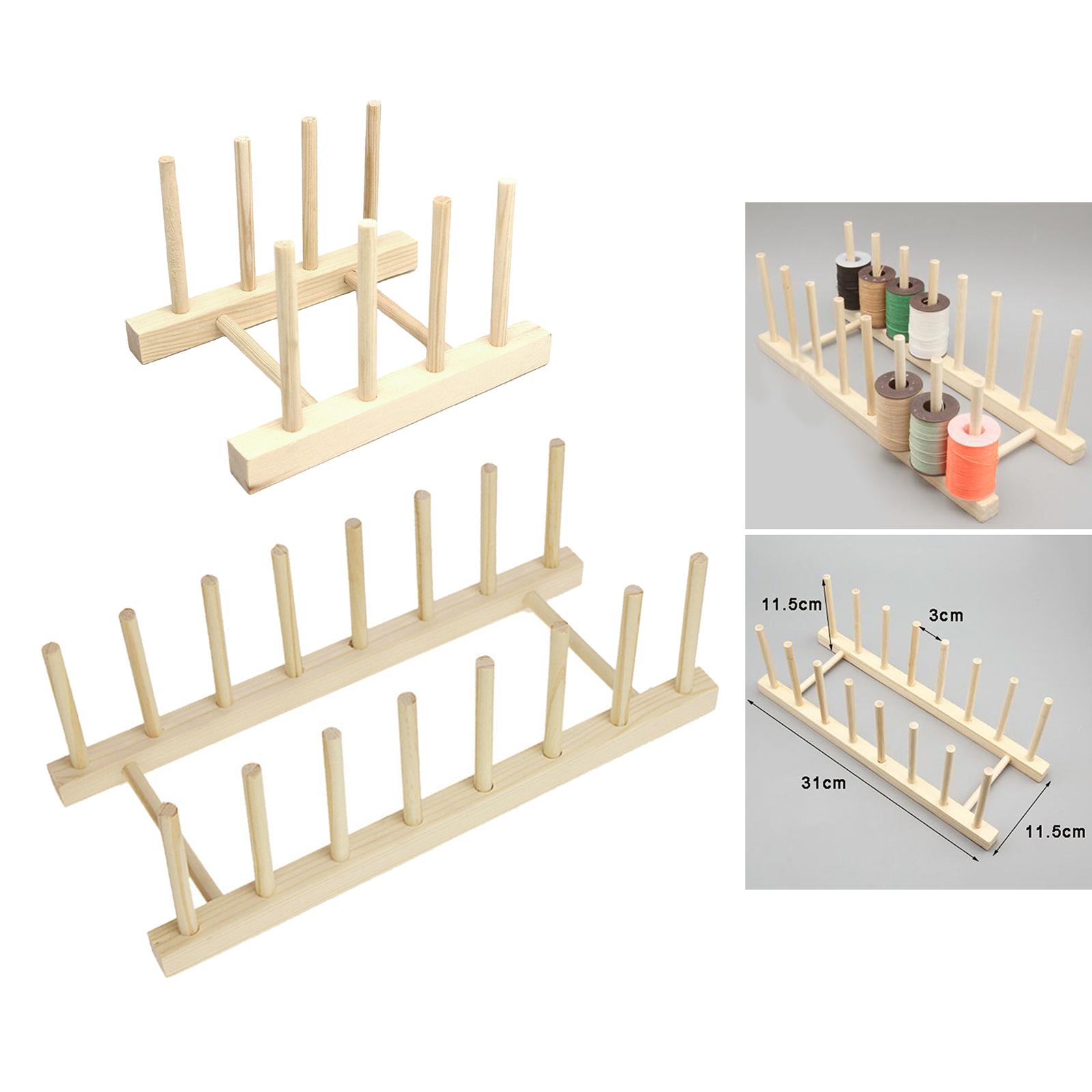 2 Pieces 8 / 16 Spool Sewing Thread Rack Wooden Embroidery Thread Organizer