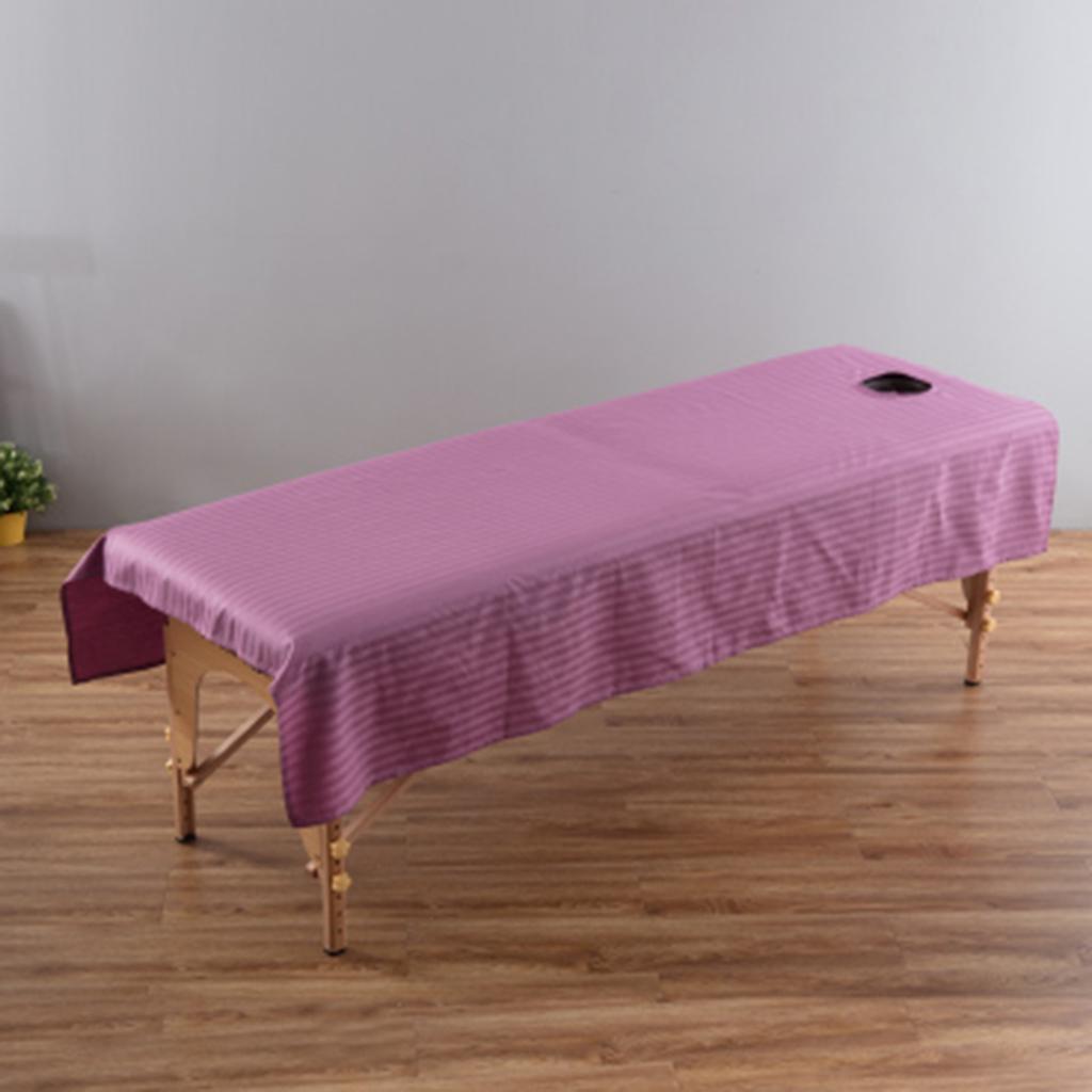 Beauty Massage SPA Treatment Bed Table Cover Sheet w/Face Hole Purple