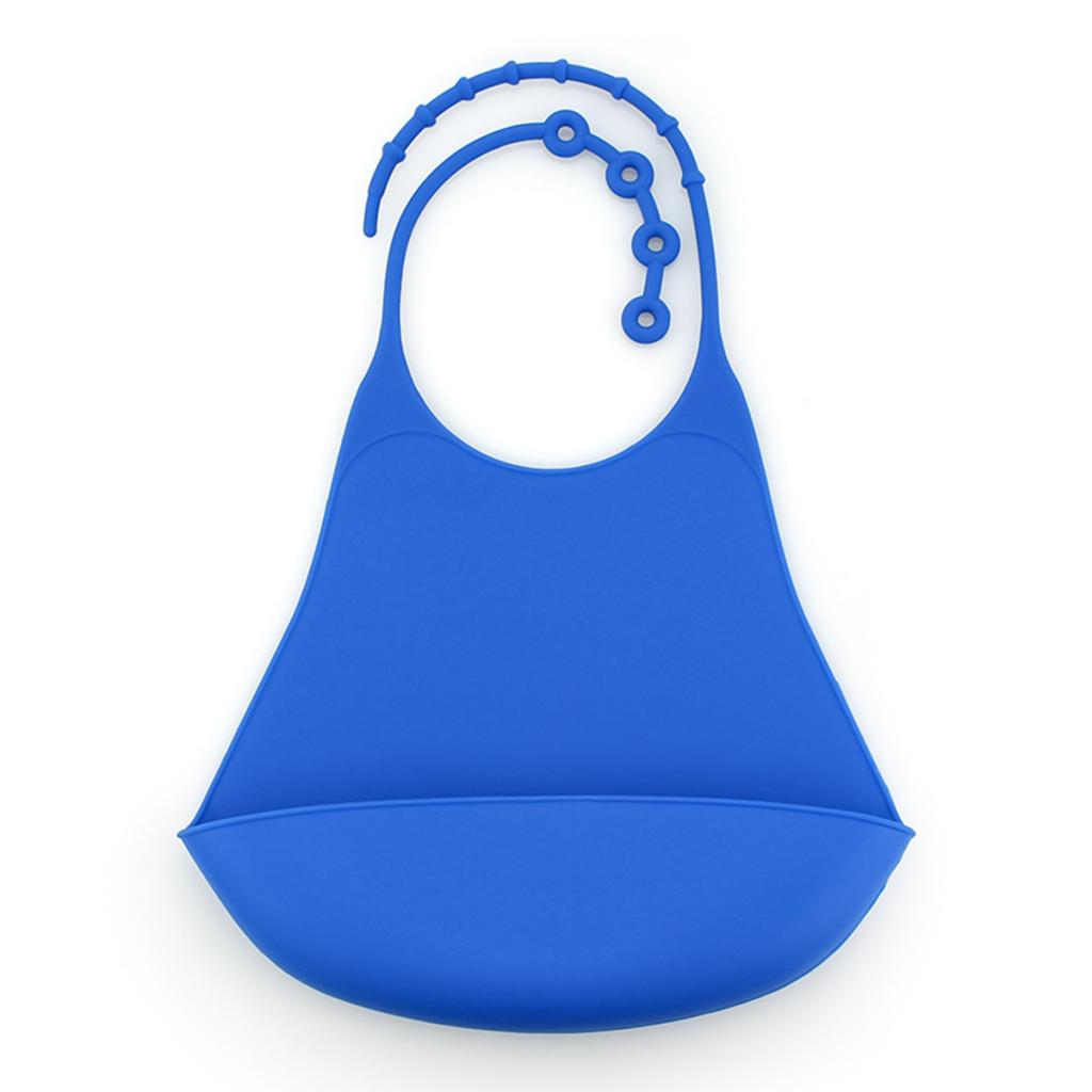 Silicone Adult Bib Reusable Clothing Eating Mealtime Protector Dark Blue