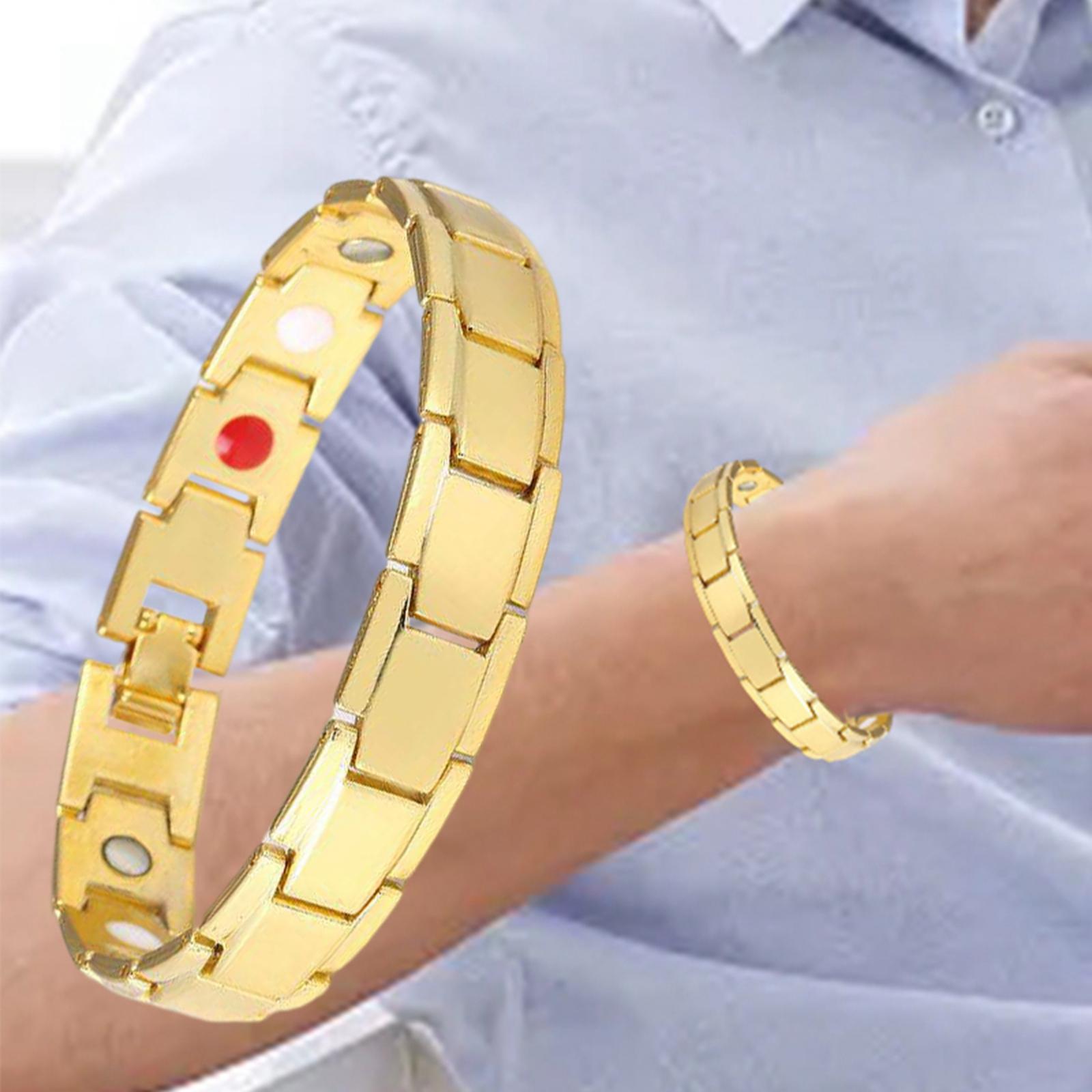 Magnetic Therapy Bracelet Titanium Lymph Detox for Carpal Tunnel Gold