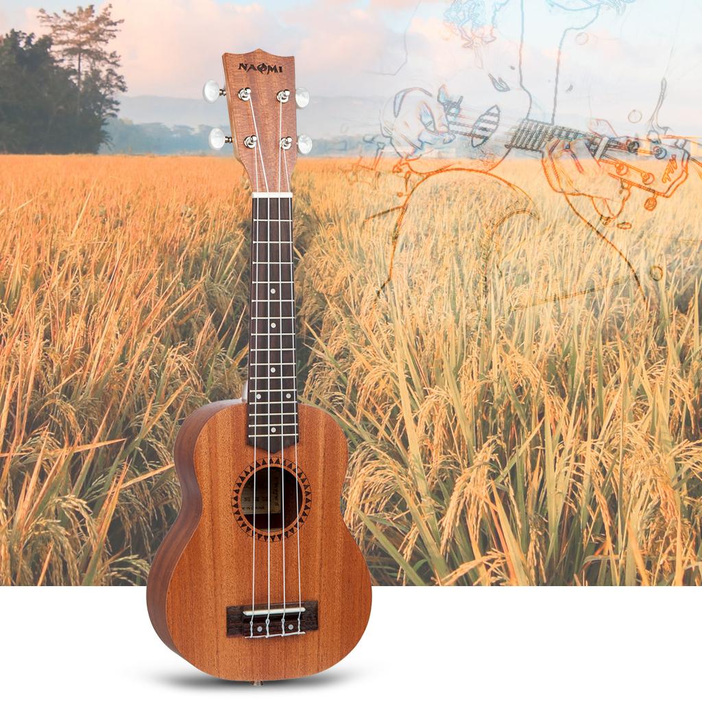 Wooden Ukulele Sapele 18 Fret 4 Strings Stringed Musical Instrument 21 inch