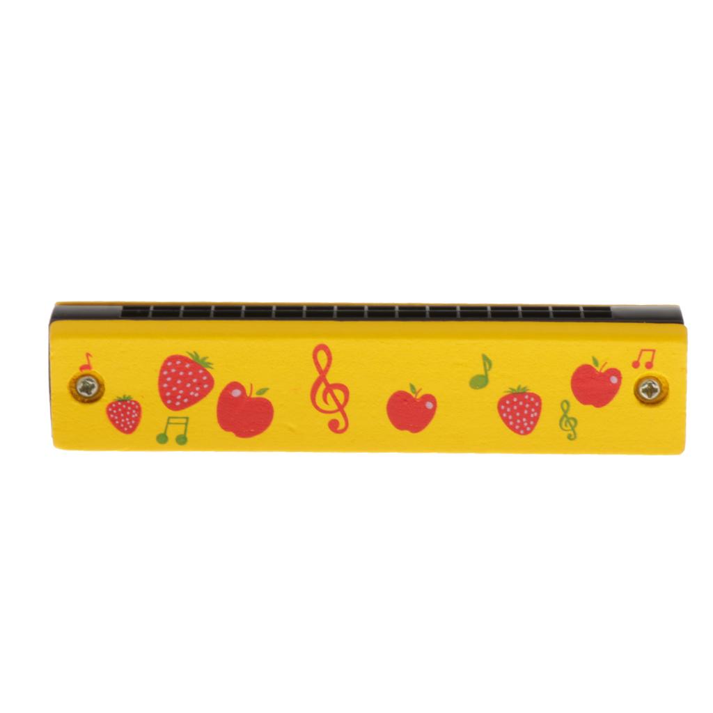 Wooden Harmonica 16 Holes for Kids Children Musical Toys Orange