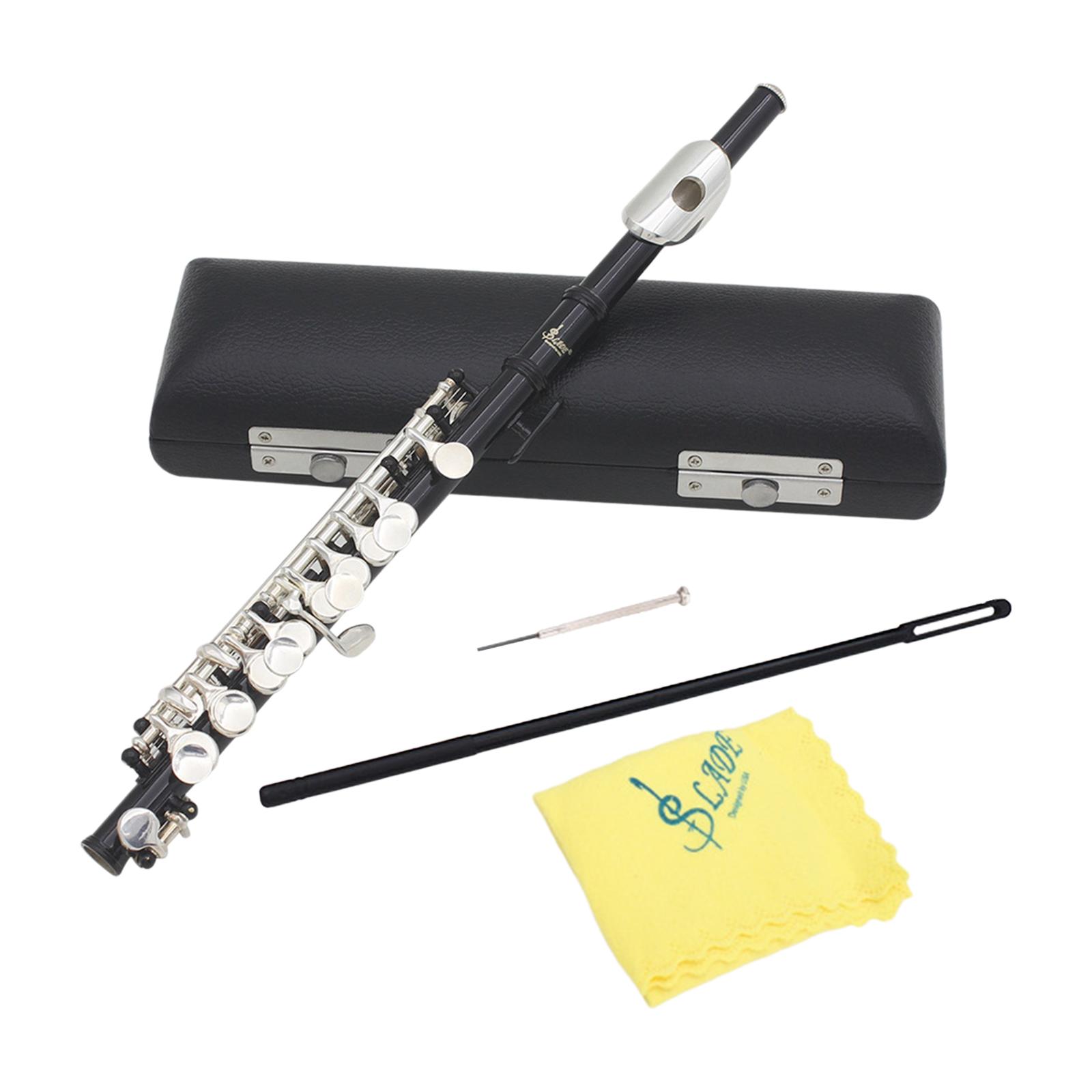Piccolo Woodwind Instrument C Key for Stage Musical Enlightenment Classroom Black