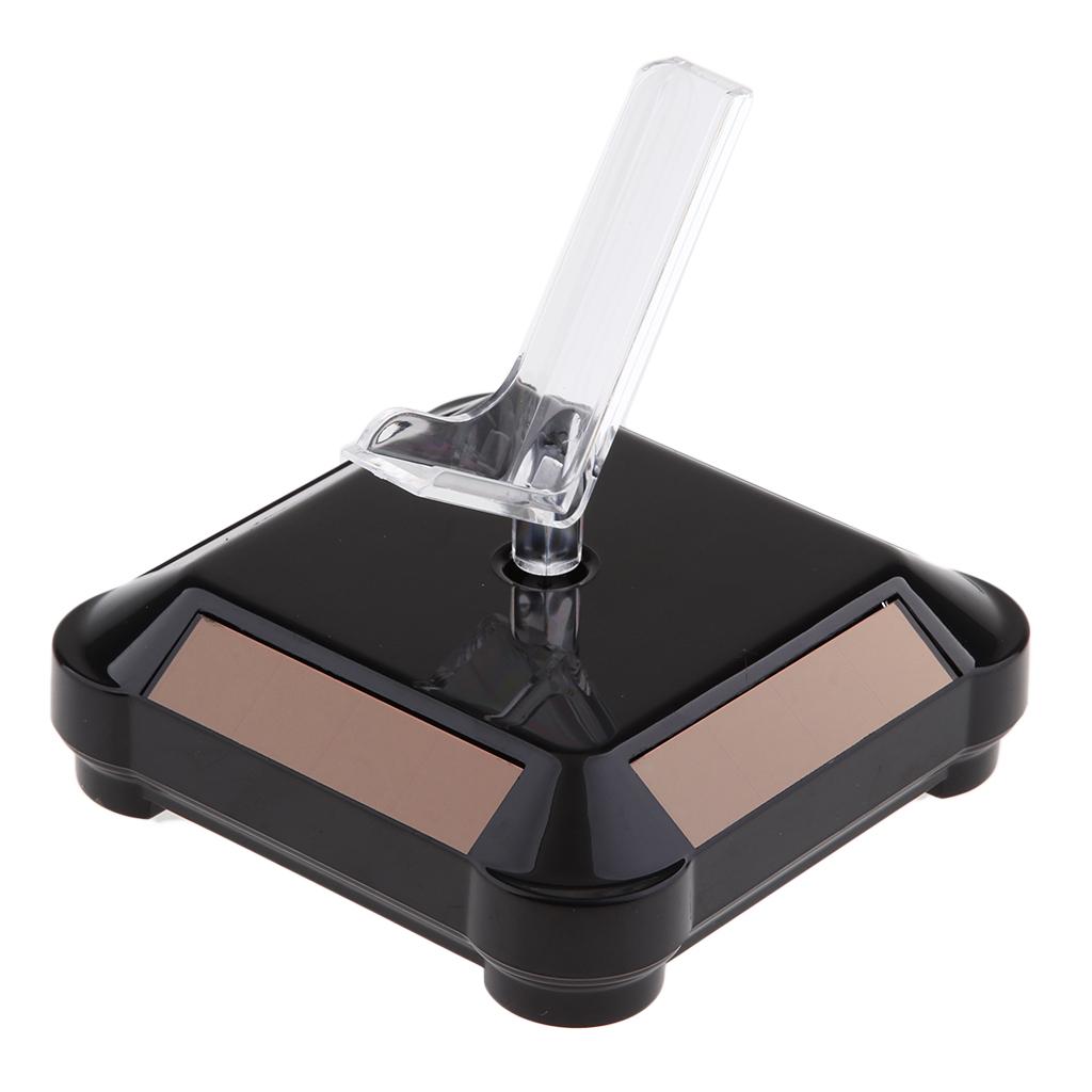 Solar Powered Rotating Display Stand Turntable Holder Tray + Rack Black