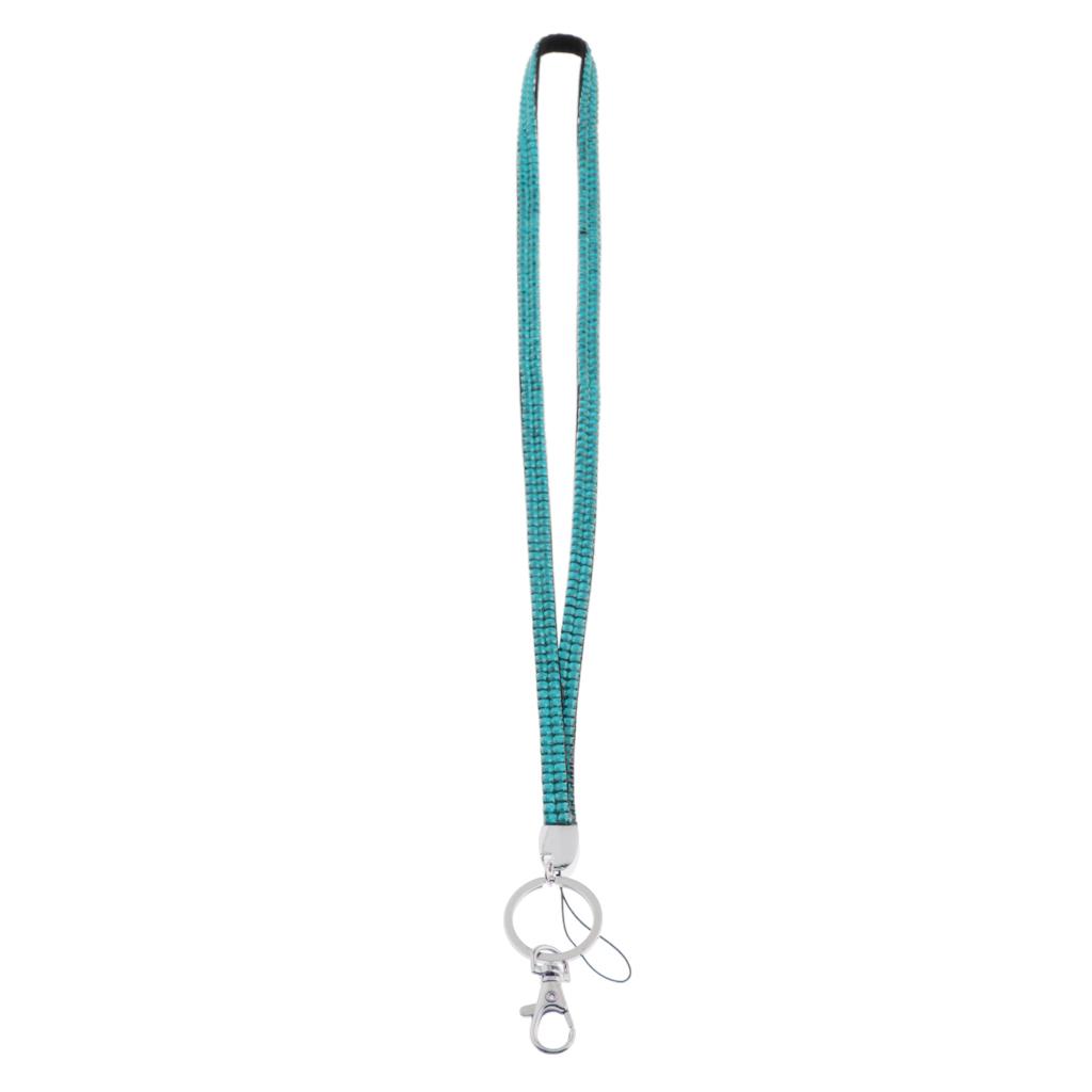 Lanyard ID Badge Card Holder Strap Sparkling Phone Neck Straps Blue