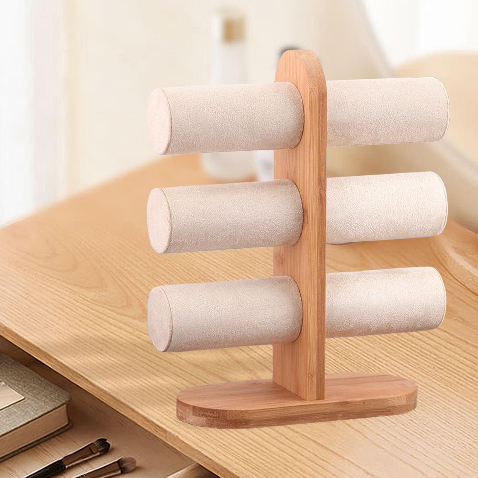 Jewelry Display Rack T Bar Bracelet Rack Wrist Watch Organizer Beige