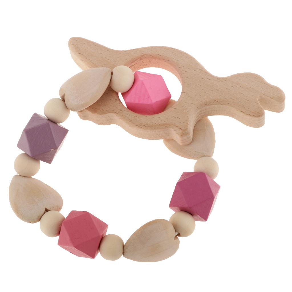 Baby Wooden Teether Nursing Bracelet Food Grade  Style 2-Dinosaur