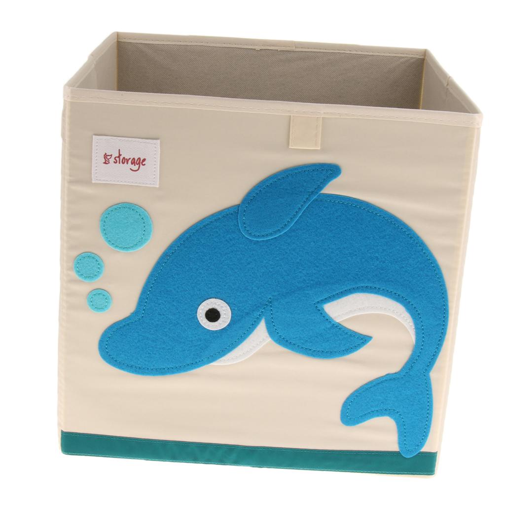 Folding Storage Box Basket Kids Clothes Toy Book Organizer  Dolphin