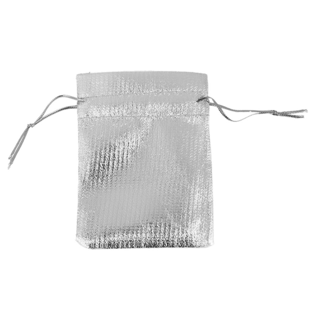 Phenovo Organza Bags Jewelry Pouches Drawstring Gift Candy Bag 10PCS Silver