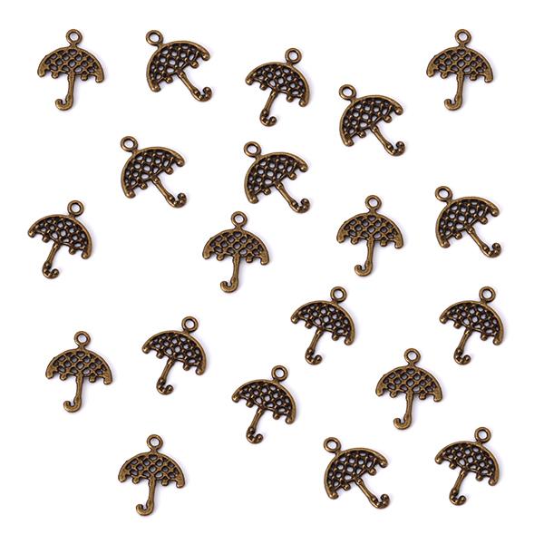 20pcs Bronze Tone Umbrella Charm Necklace Bracelet Pendant