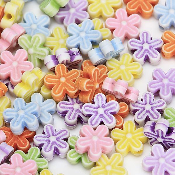100pcs Acrylic Flower Beads 8mm
