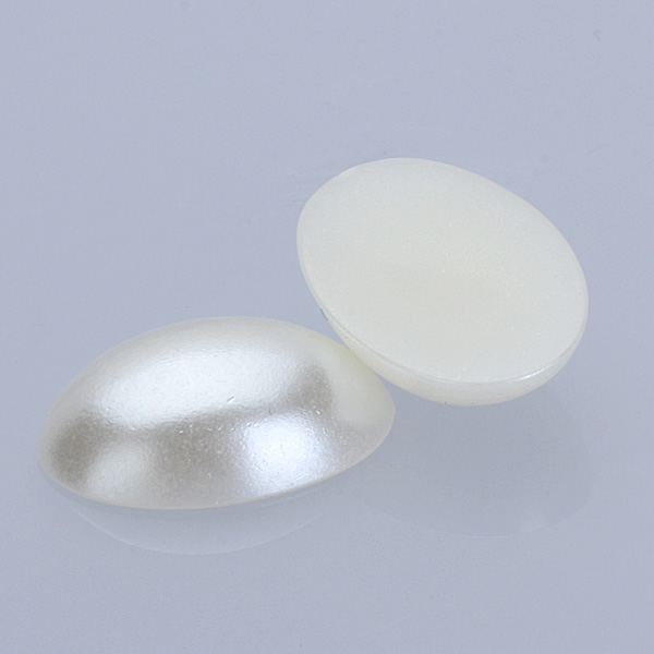 50pcs Oval Cabochon Flatback Plastic Pearls 14 x 10mm 