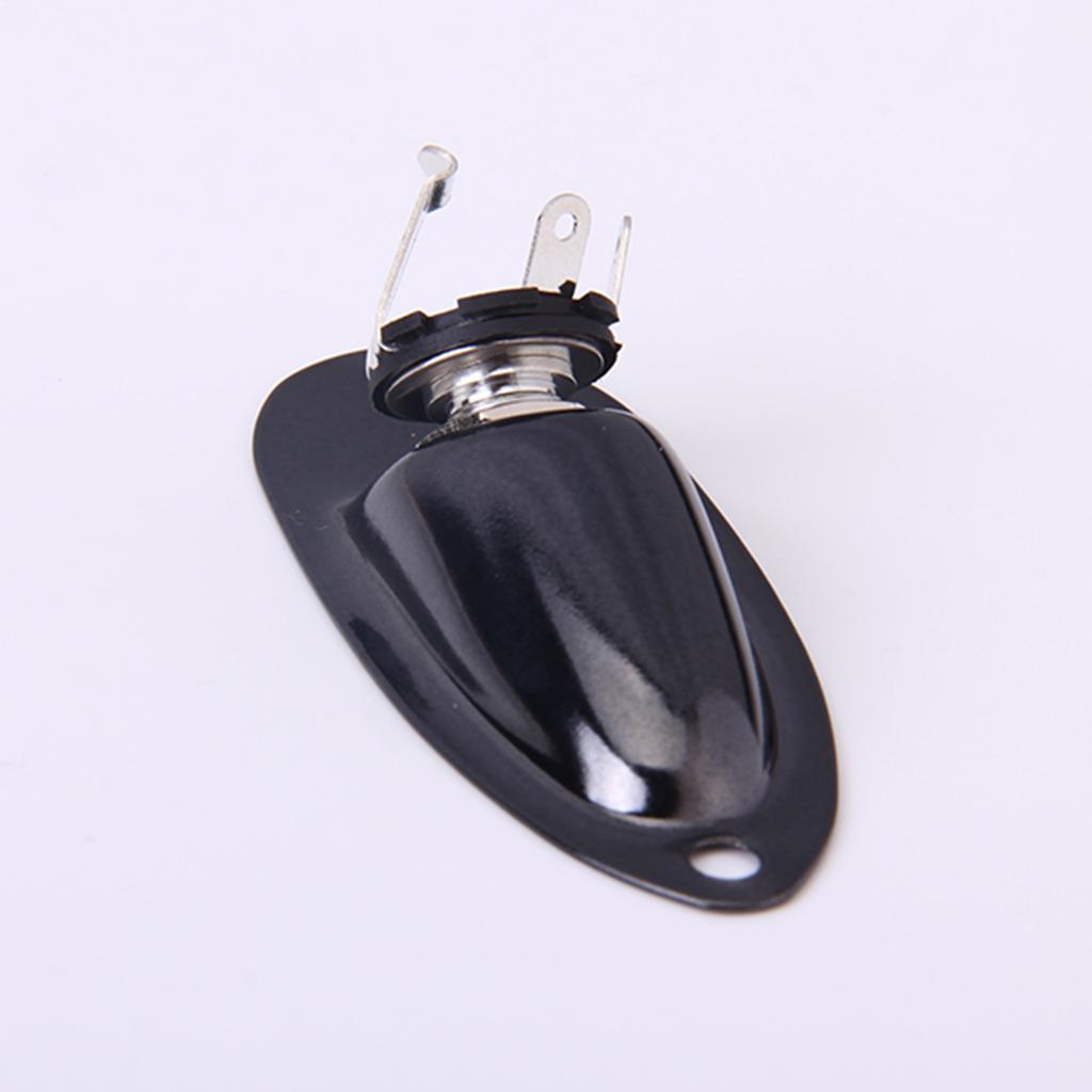 Black Boat-Style Plate Electric Guitar Input Output Jack