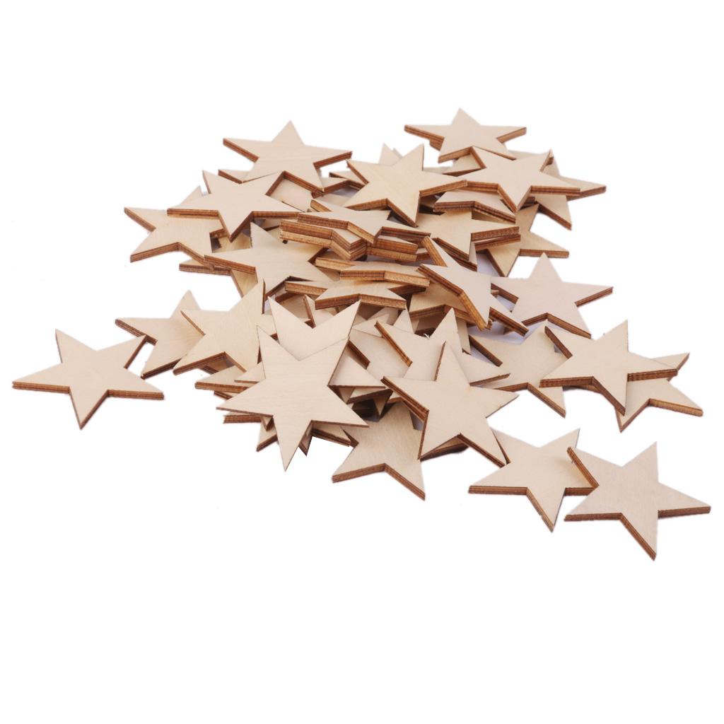 8x50/25/10pcs Wood Stars Craft Scrapbooking Embellishment 50pcs 40mm