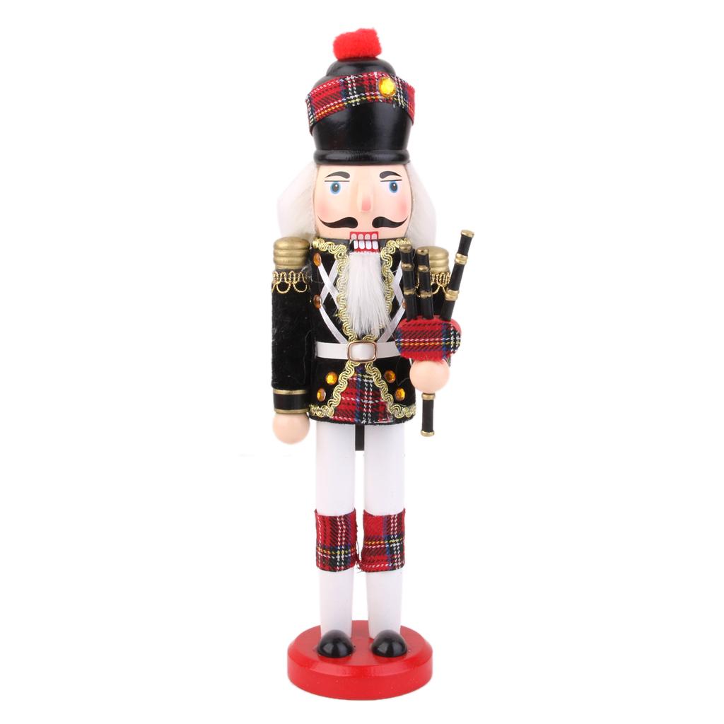 Hand Painted Wooden Solider with Bagpipes on His Left Hand