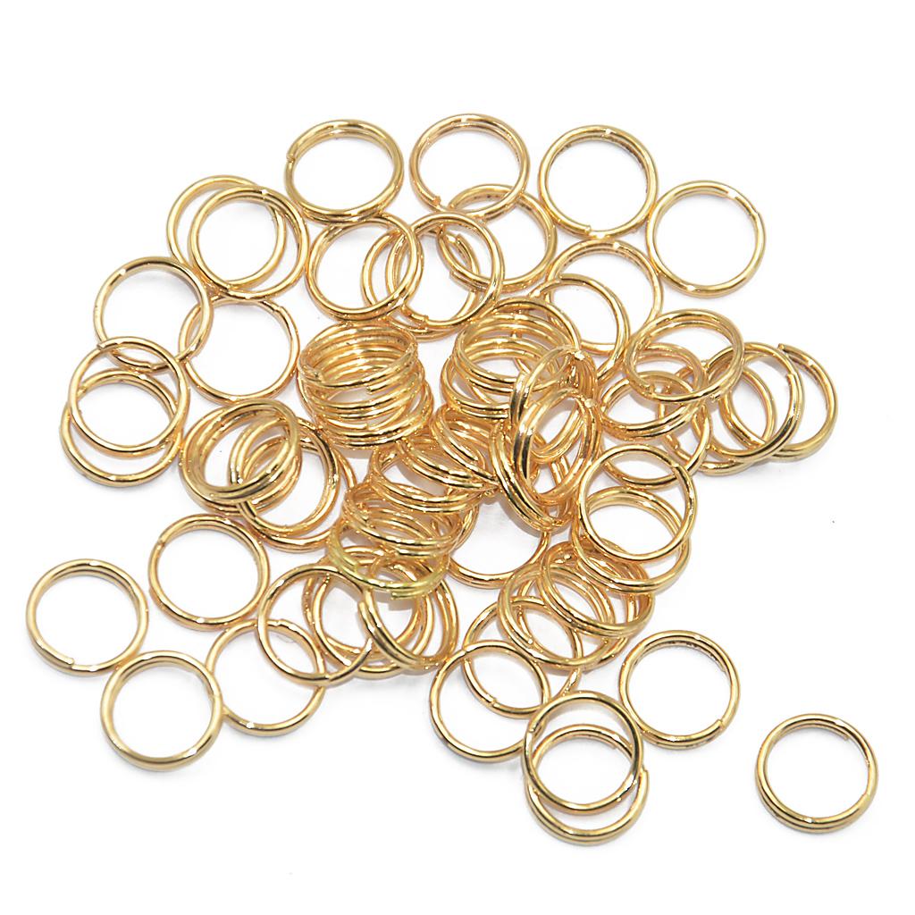 200pcs Split Double Key Rings 0.65 x 8 mm Gold