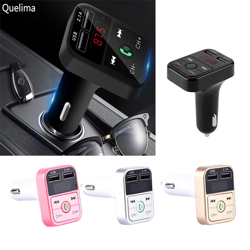 Wireless Bluetooth CarFM Transmitter Support TF Card Dual USB Charger Black