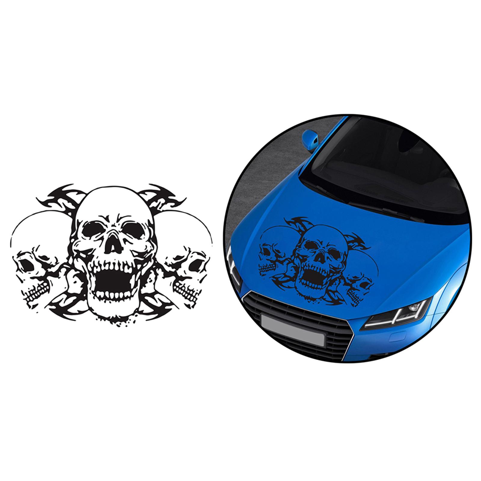 Skull Head Car Bonnet Stickers Graphic Decal for Trucks Boats Yachts Black
