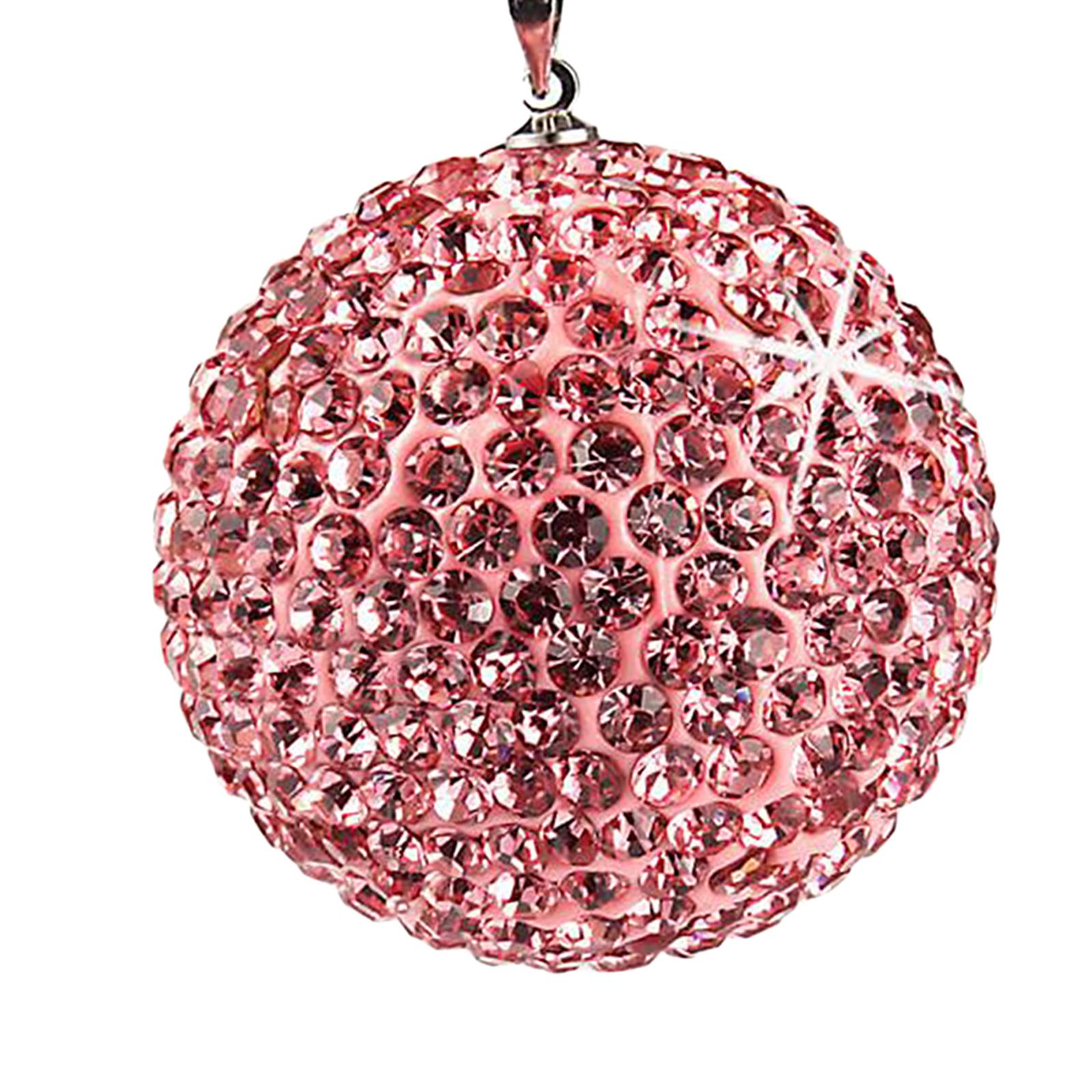 Diamond Crystal Ball Cars Charms Car Pendant for Ornament Rear View Mirror pink